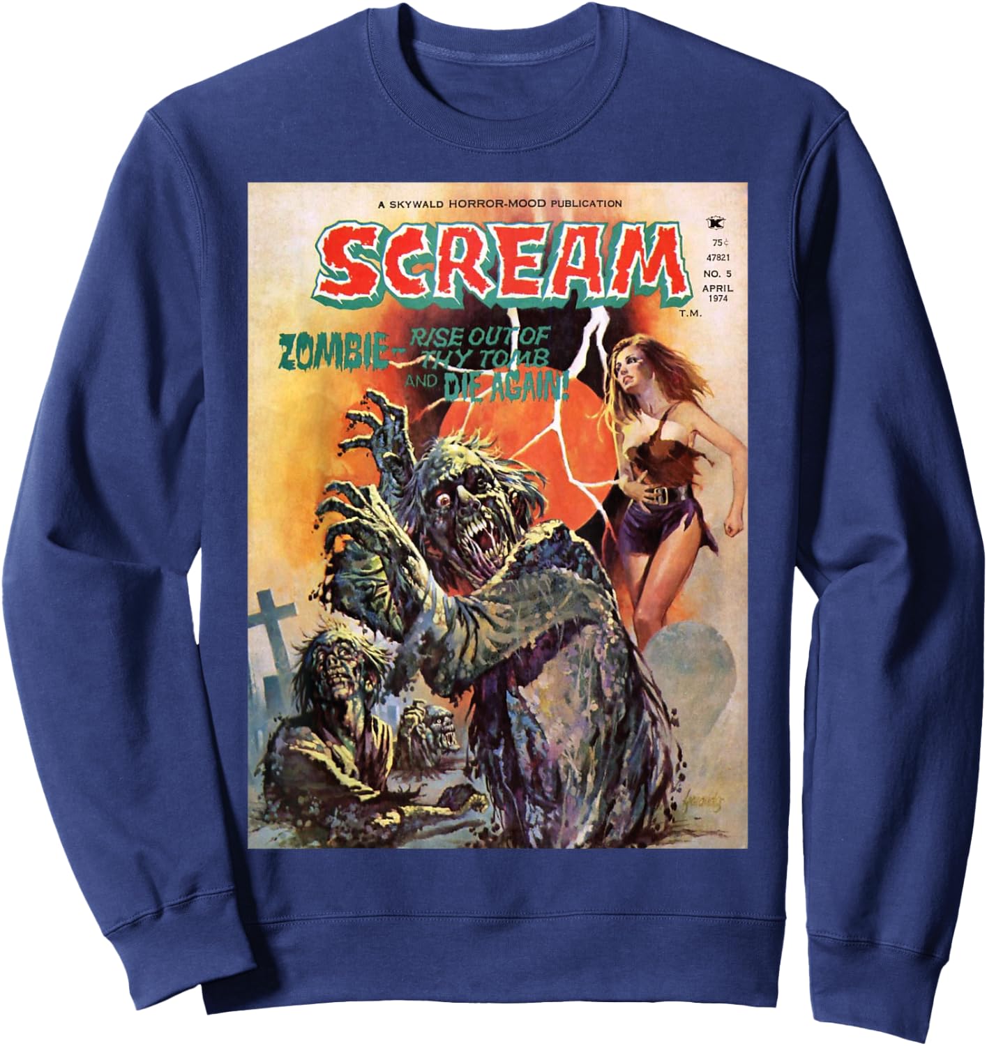 Zombie Halloween Horror Vintage Comic Book Retro Funny Scary Sweatshirt - Sweatshirt | Navy