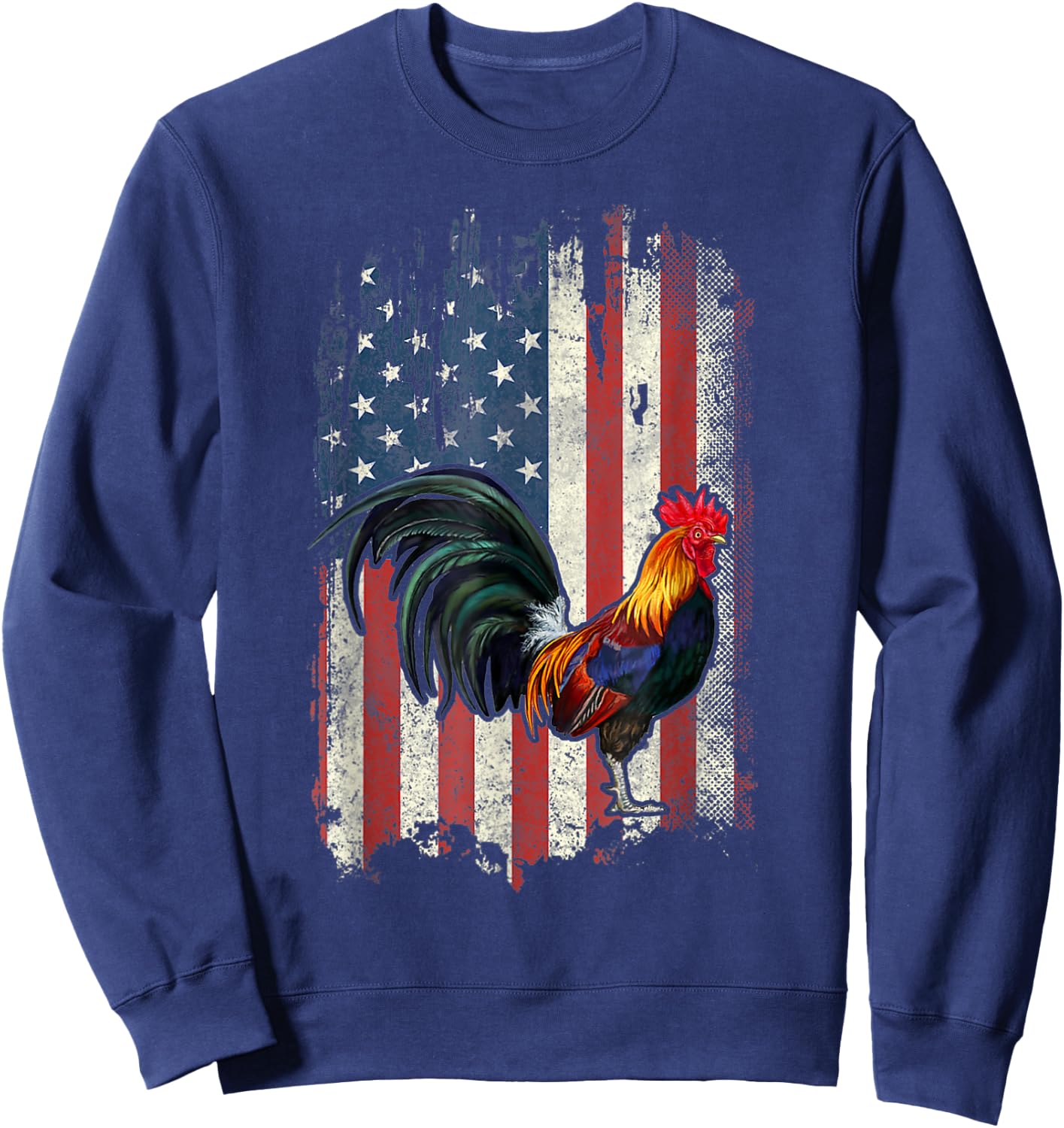 American Flag Cock Fighting Rooster Chicken Sweatshirt - Sweatshirt | Navy
