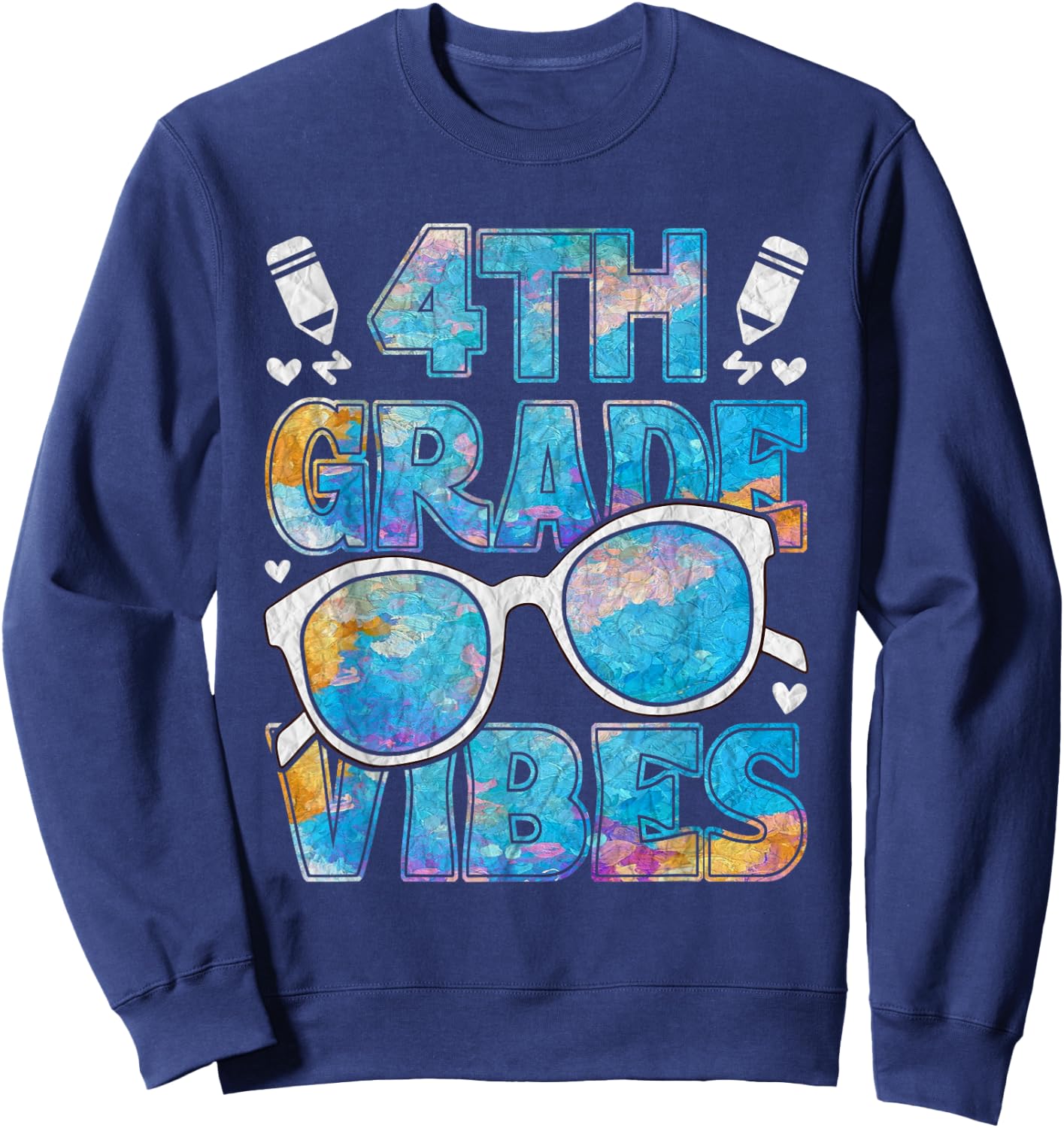 Back To School 4th Grade Vibes First Day Of School Teacher Sweatshirt - Sweatshirt | Navy