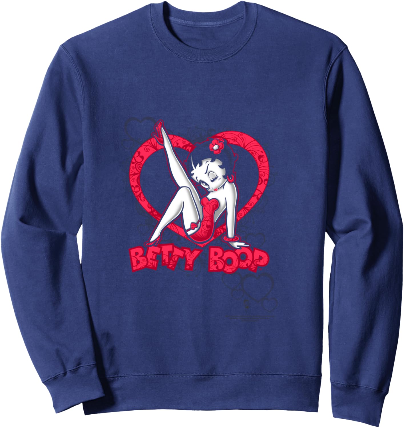 Betty Boop Scrolling Hearts Sweatshirt - Sweatshirt | Navy
