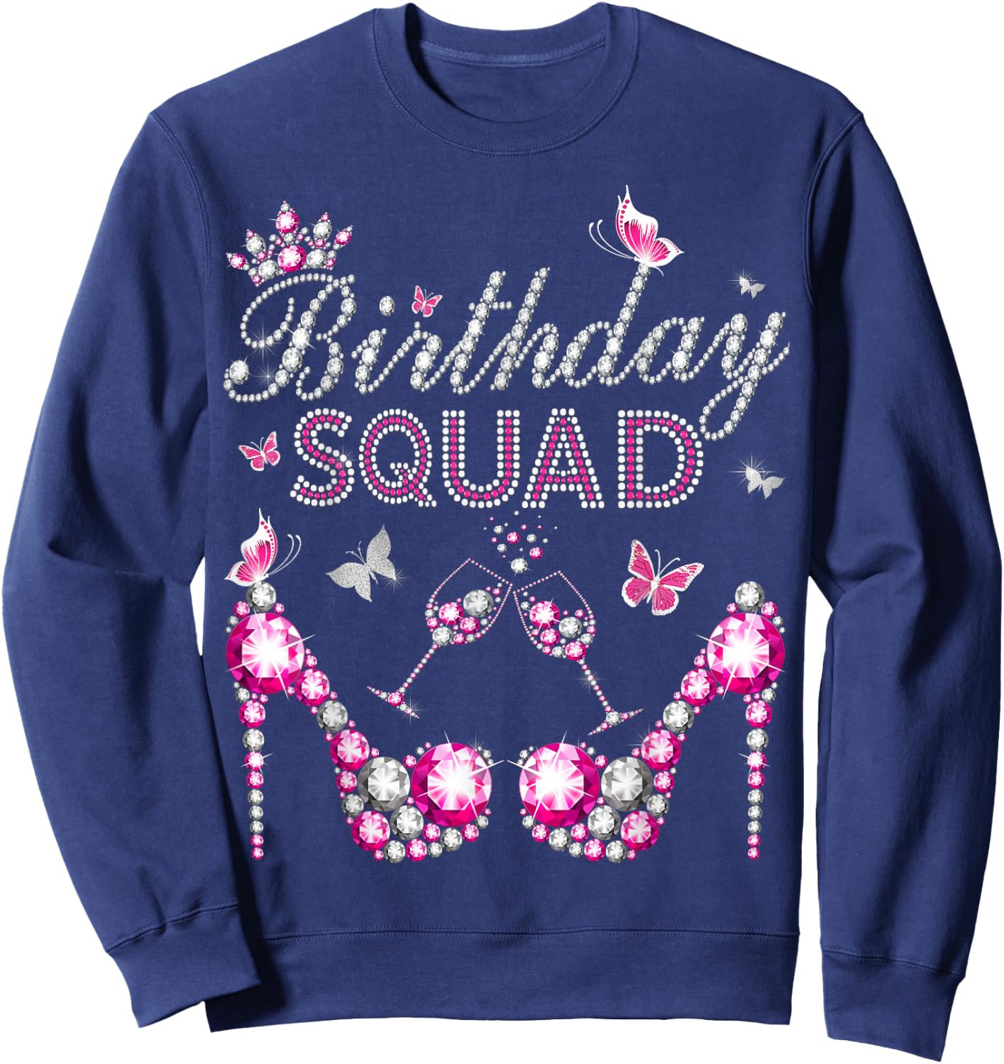 Entourage Birthday Squad Girls' Crown Heels (NO Stones) Sweatshirt - Sweatshirt | Navy