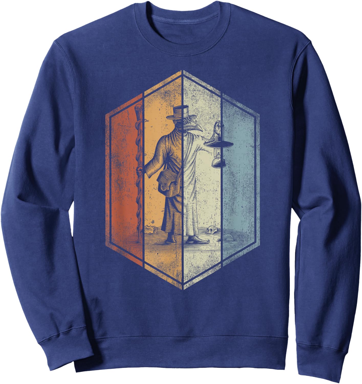 Plague Doctor Retro Vintage Style Sweatshirt - Sweatshirt | Navy