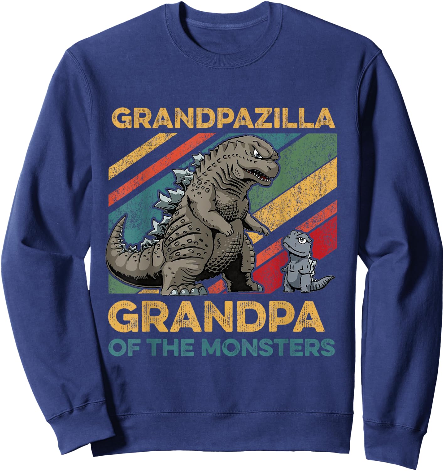 Grandpazilla Grandpa Of Monsters Halloween Christmas Family Sweatshirt - Sweatshirt | Navy