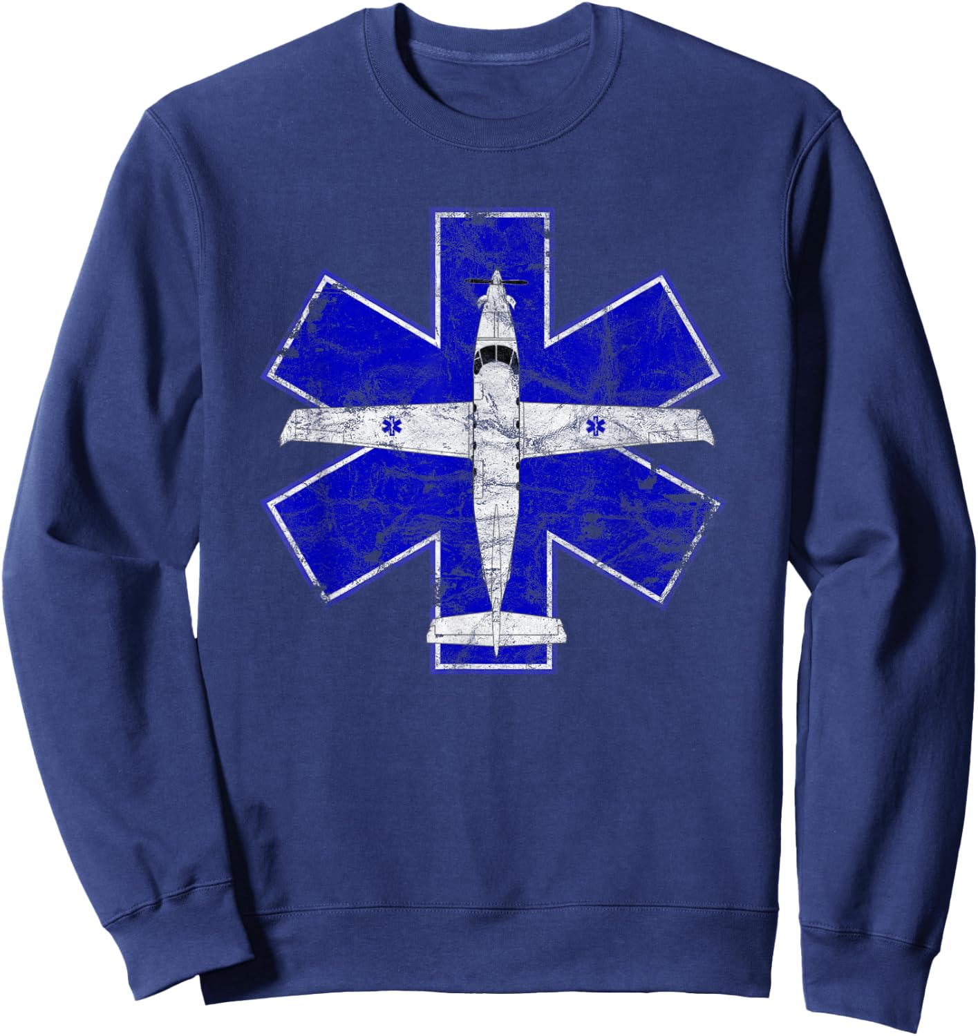 PC-12 MedEvac Flight Airplane EMS Star of Life Vintage Sweatshirt - Sweatshirt | Navy