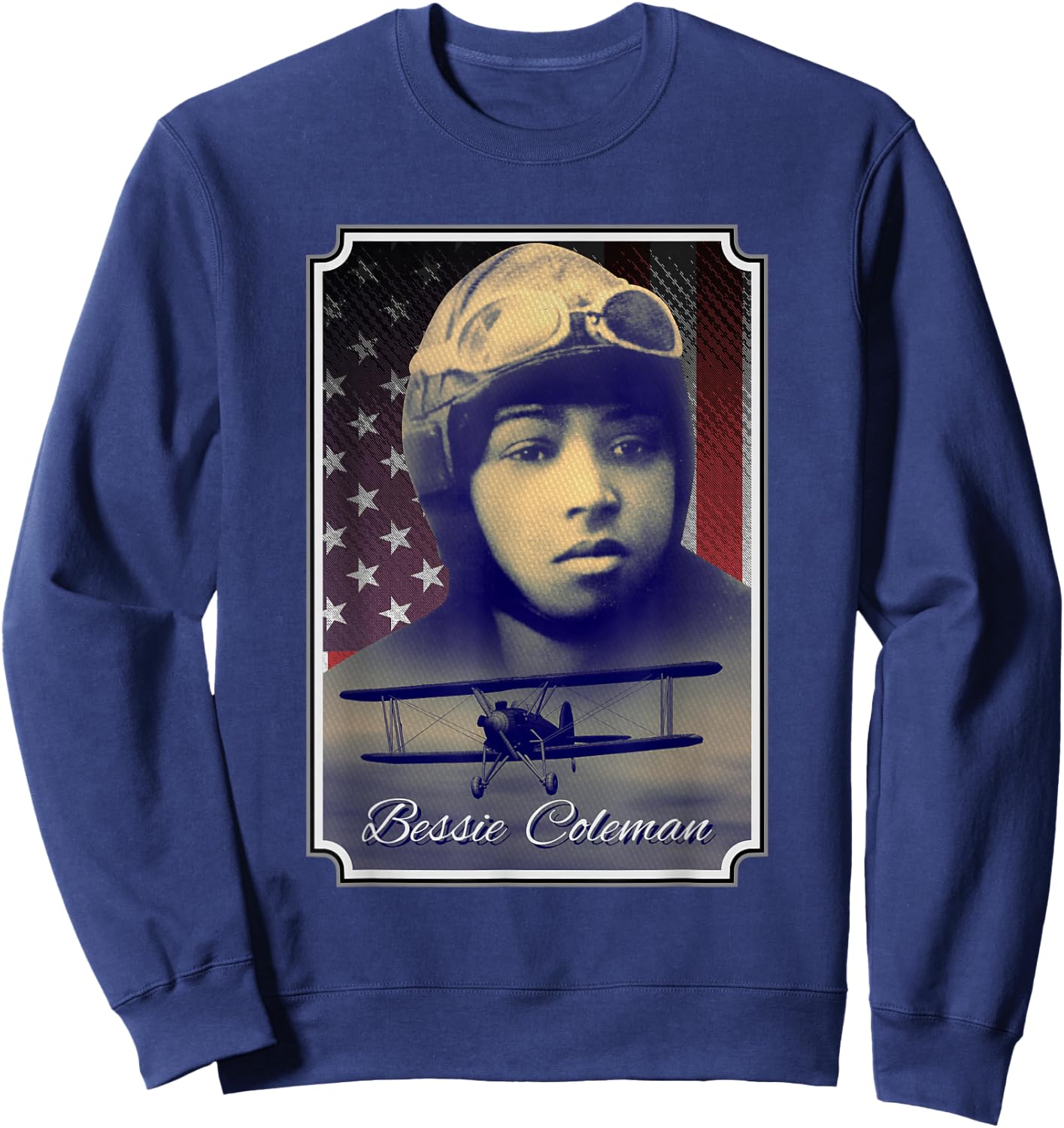 Bessie Coleman Aviation Pioneer Historic Black Pilot Sweatshirt - Sweatshirt | Navy