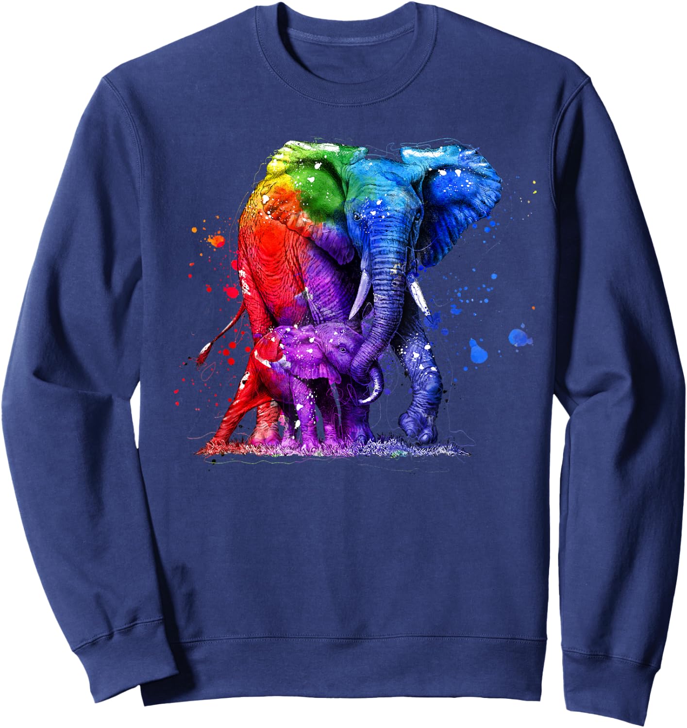 Baby Elephant Mom Elephant Cute White Elephant Love Sweatshirt - Sweatshirt | Navy