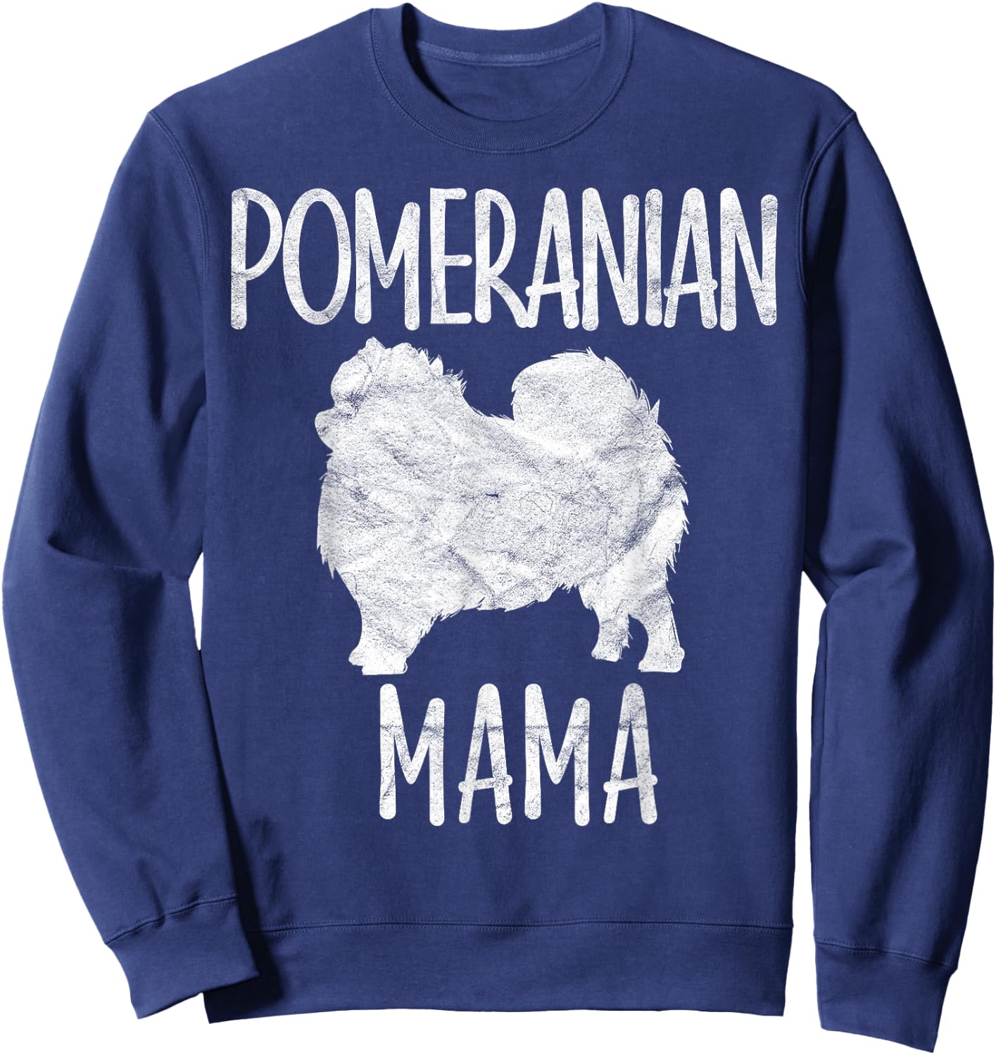 Vintage Pomeranian Mom Gift Mama Pompom Pet Dog Owner Mother Sweatshirt - Sweatshirt | Navy