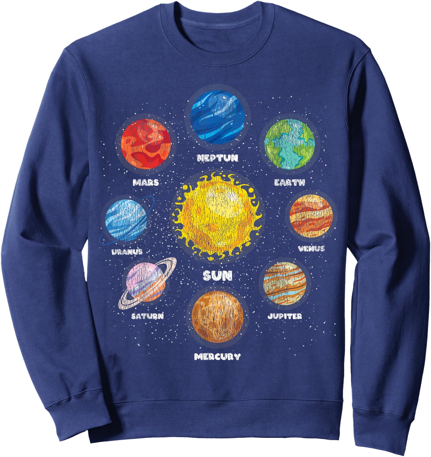 Space Travel Astronaut Planets Sun Astronomy Kids Space Sweatshirt - Sweatshirt | Navy