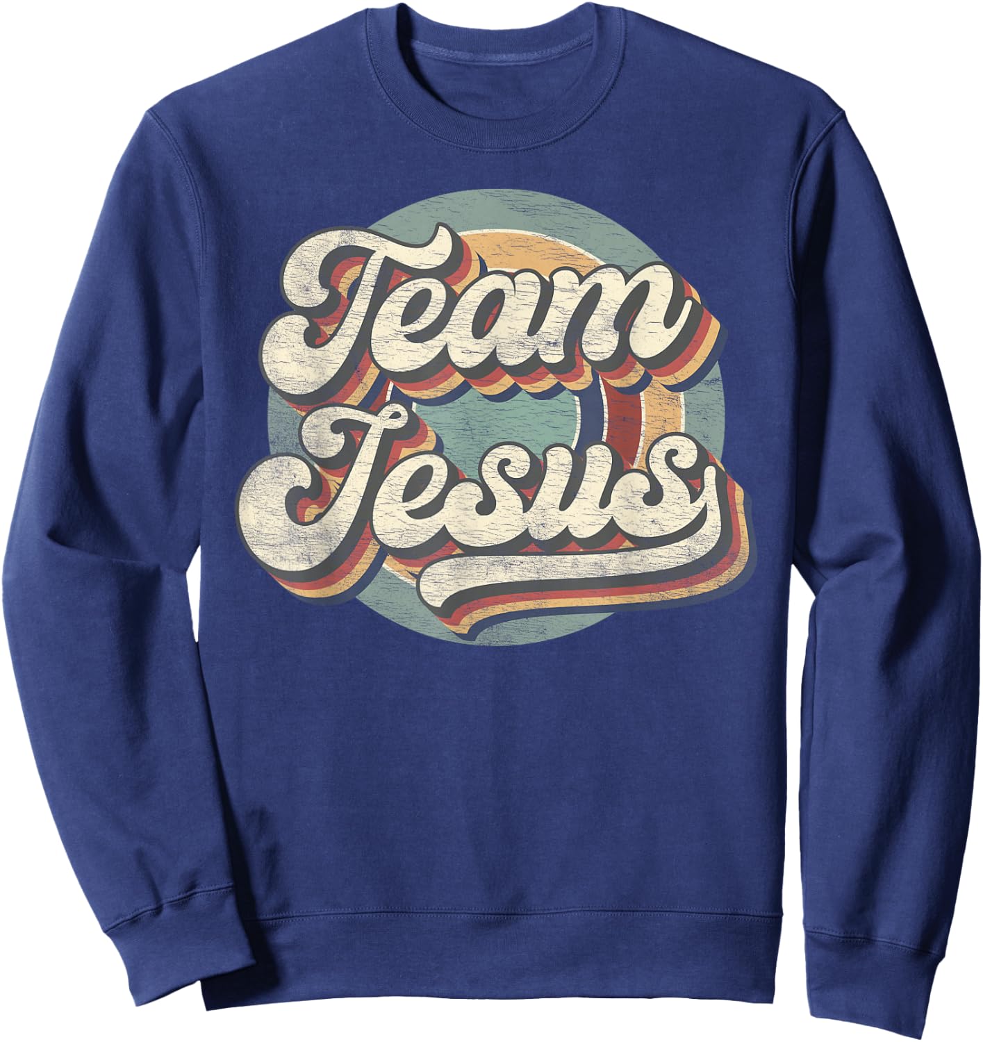 Retro Team Jesus Christian Bible Religious Sweatshirt - Sweatshirt | Navy