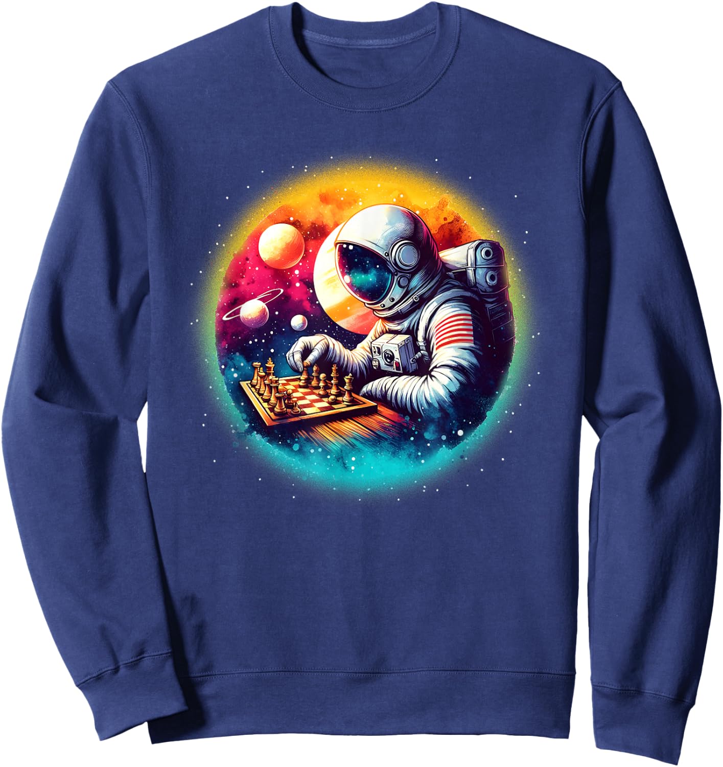 Astronaut Playing Chess in Space Boys Girls Kids Sweatshirt - Sweatshirt | Navy