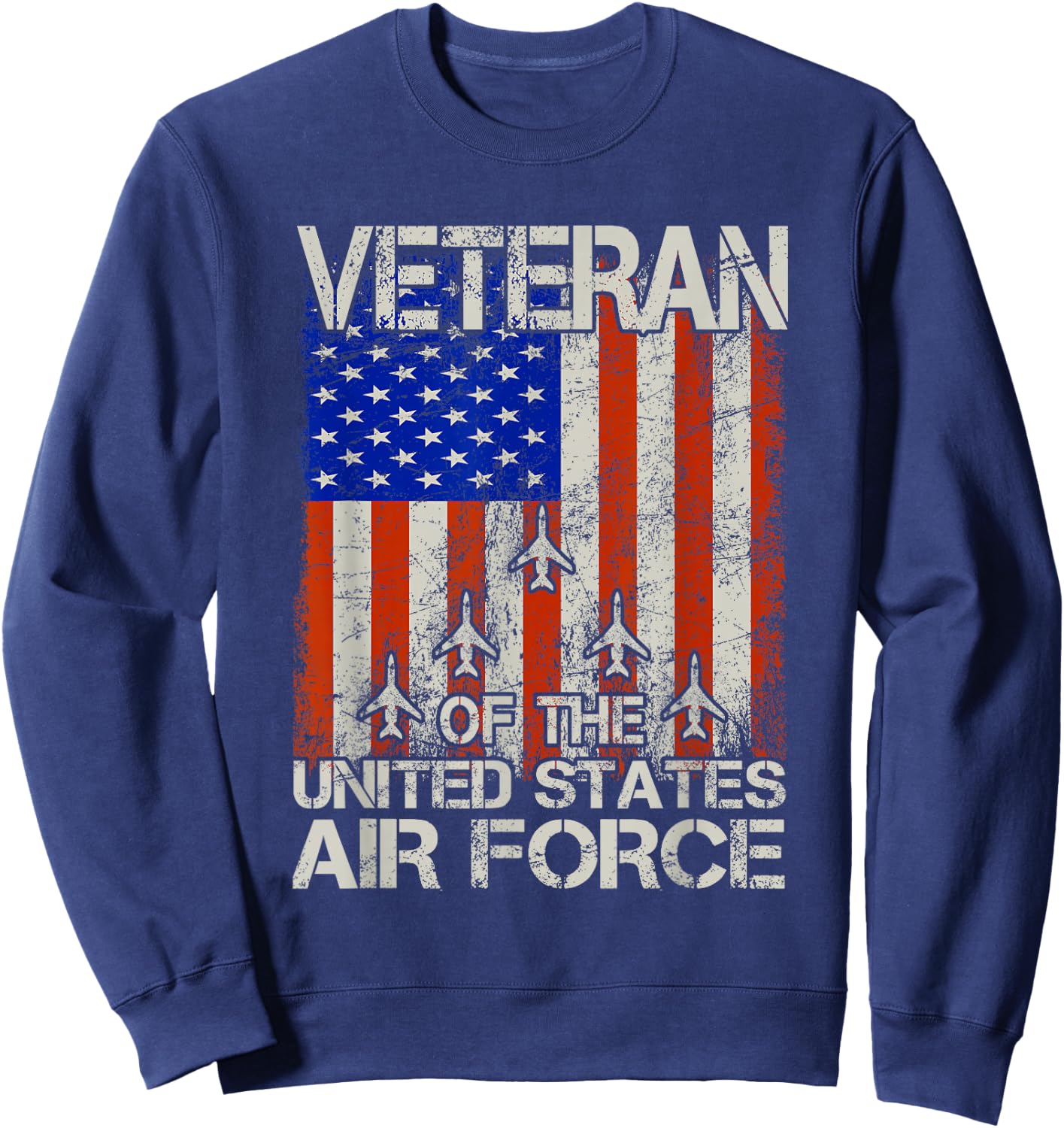 Veteran of the United States Air Force USAF Retro US Flag Sweatshirt - Sweatshirt | Navy