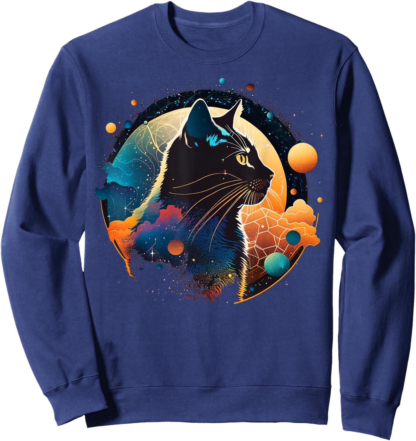 Astronaut Outer Space Kitty on Galaxy Cat Lover Women Kids Sweatshirt - Sweatshirt | Navy