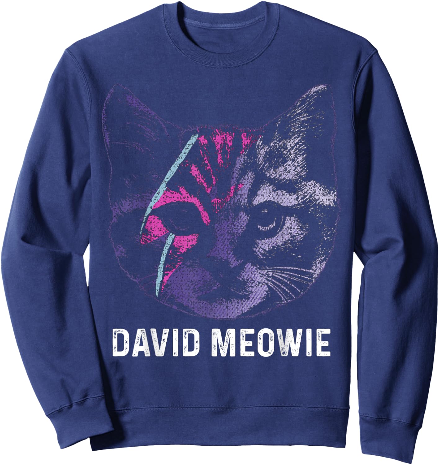 David Meowie Funny Cat Cat Lover Sweatshirt - Sweatshirt | Navy