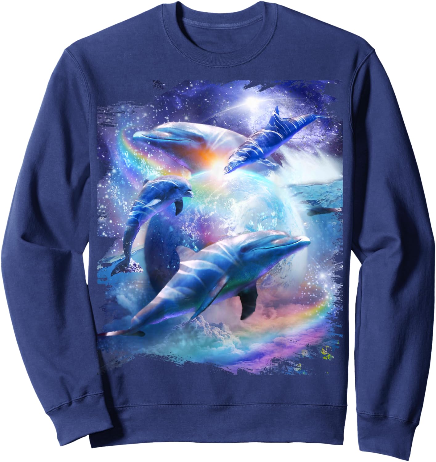 Galaxy Dolphin - Dolphins in Space Sweatshirt - Sweatshirt | Navy