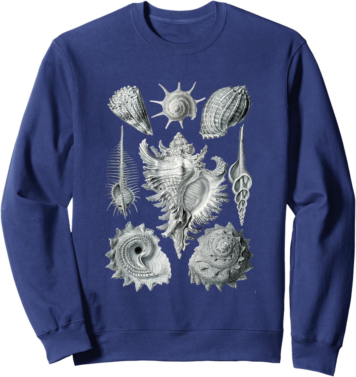 Sea Shells Botanical Ocean Vintage Scientific Drawing Art Sweatshirt - Sweatshirt | Navy