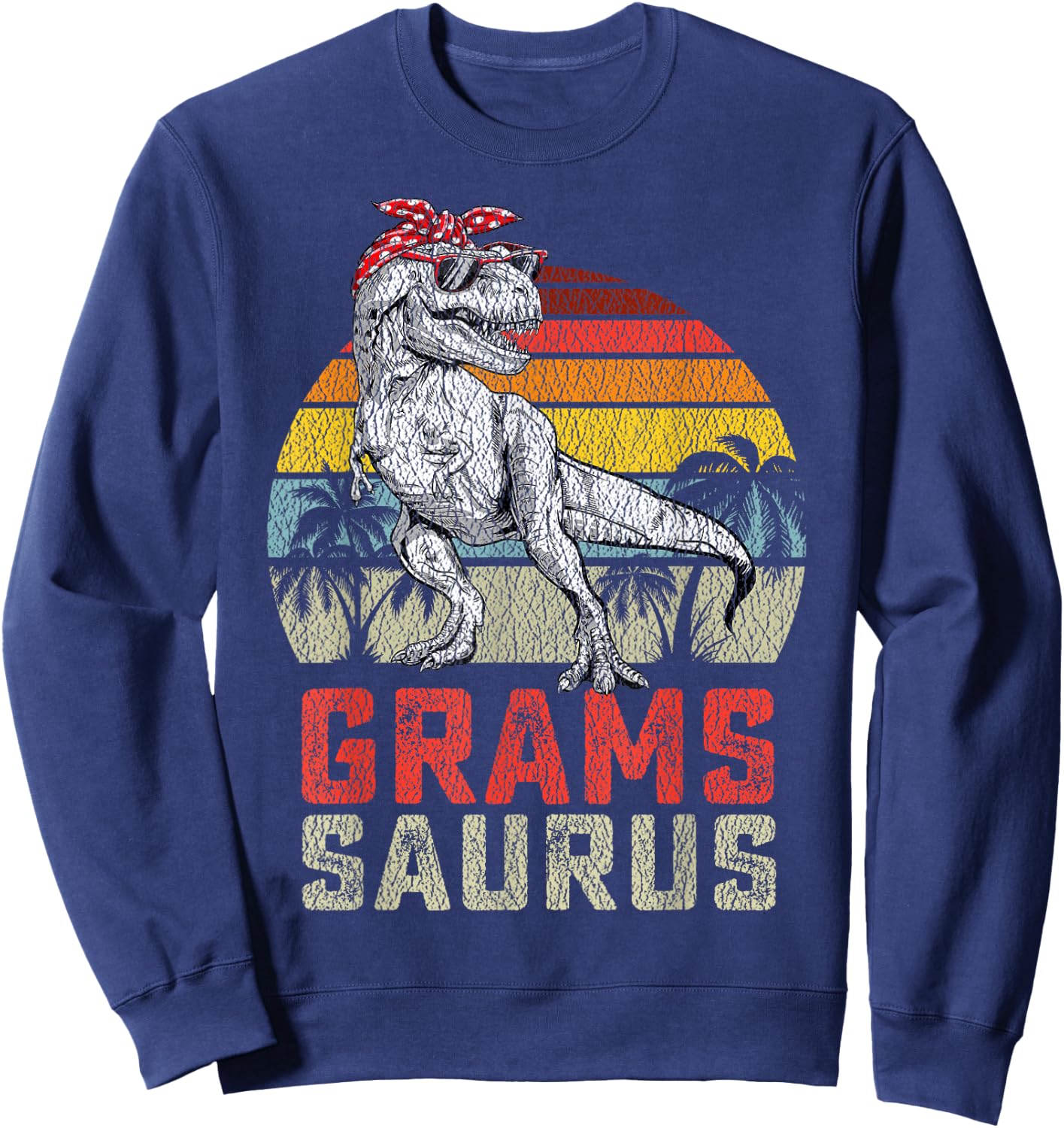 Gramssaurus T Rex Dinosaur Grams Saurus Family Matching Sweatshirt - Sweatshirt | Navy