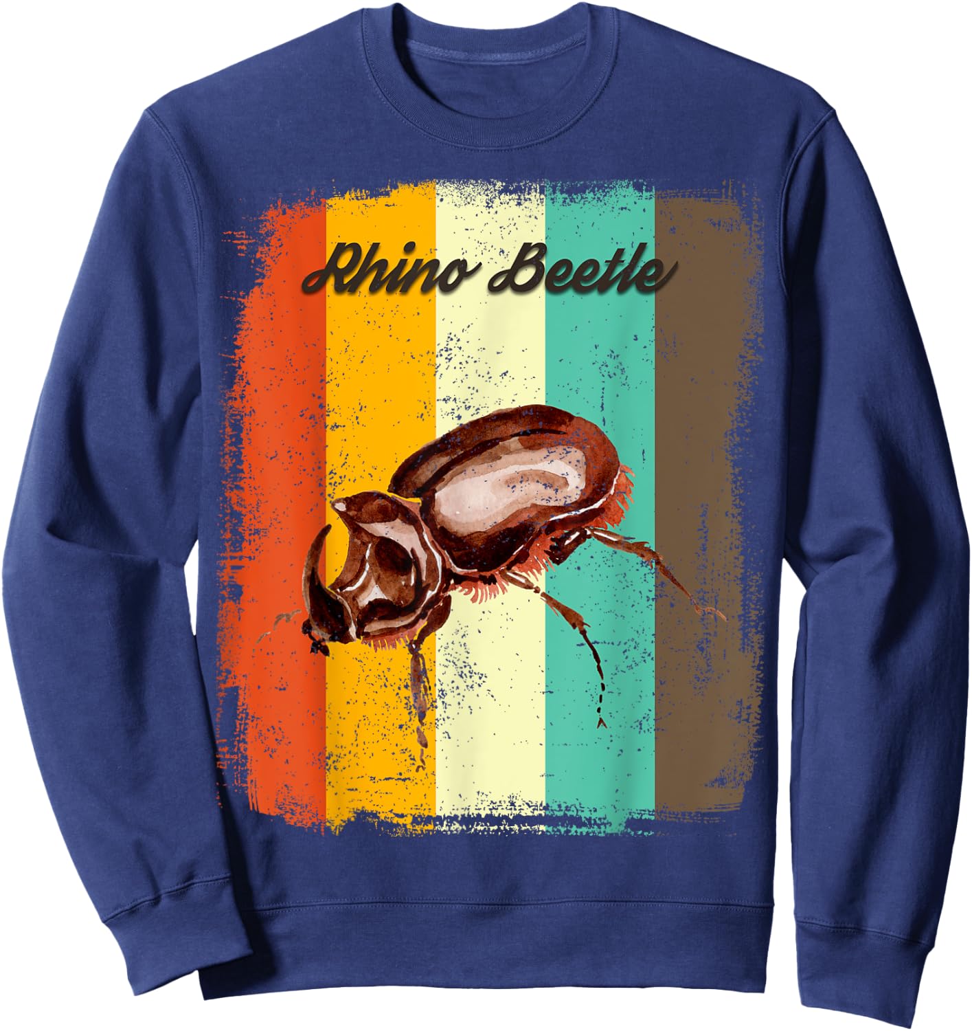 Rhino Beetle Dynastinae Retro 70s Vintage Insect Lover Art Sweatshirt - Sweatshirt | Navy