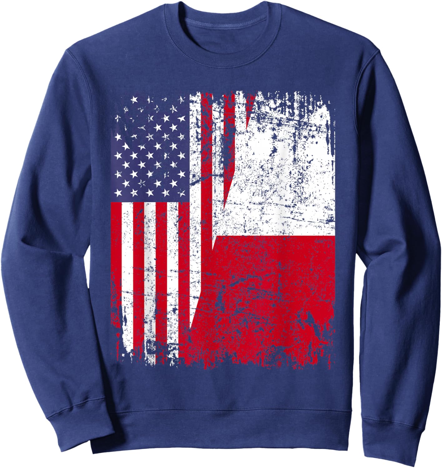 POLISH ROOTS | Half American Flag | USA POLAND FLAG Sweatshirt - Sweatshirt | Navy