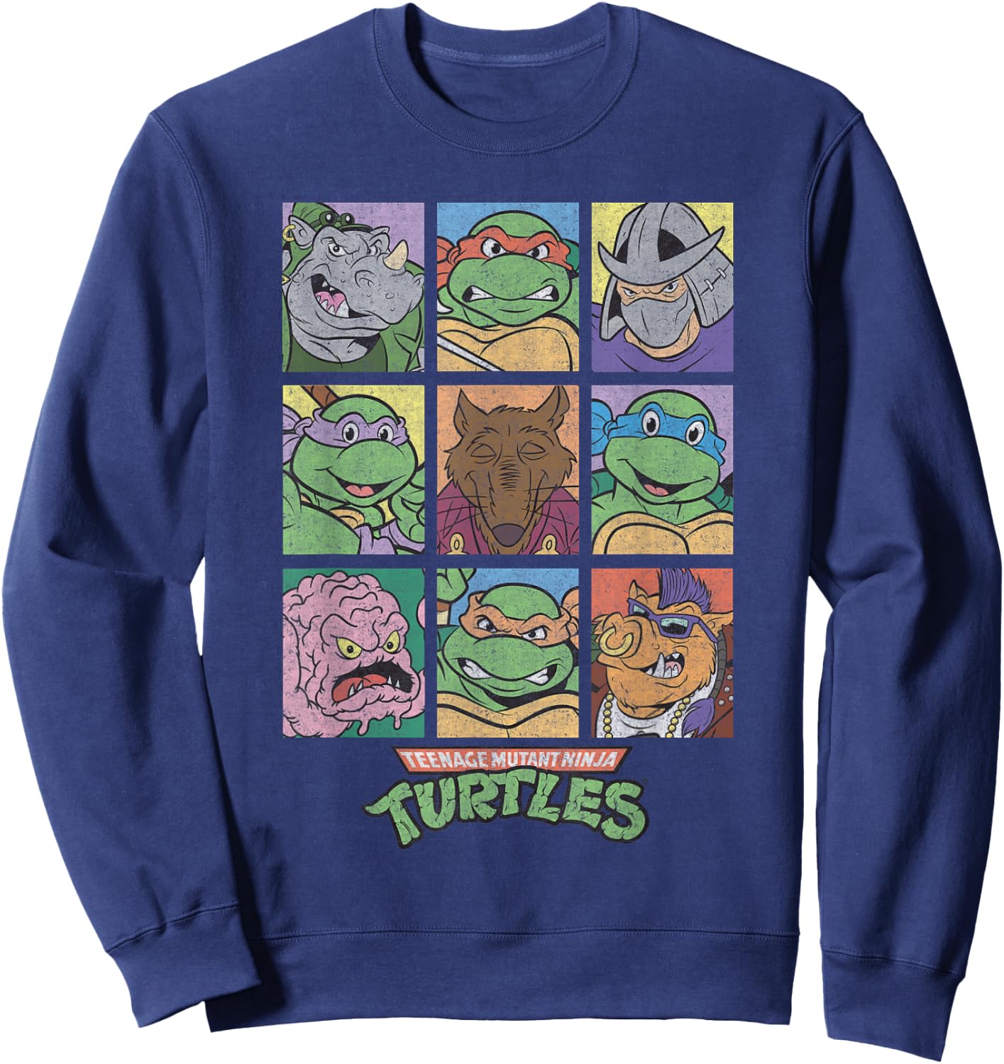 Retro TMNT Villains & Heroes Grid Sweatshirt - Sweatshirt | Navy