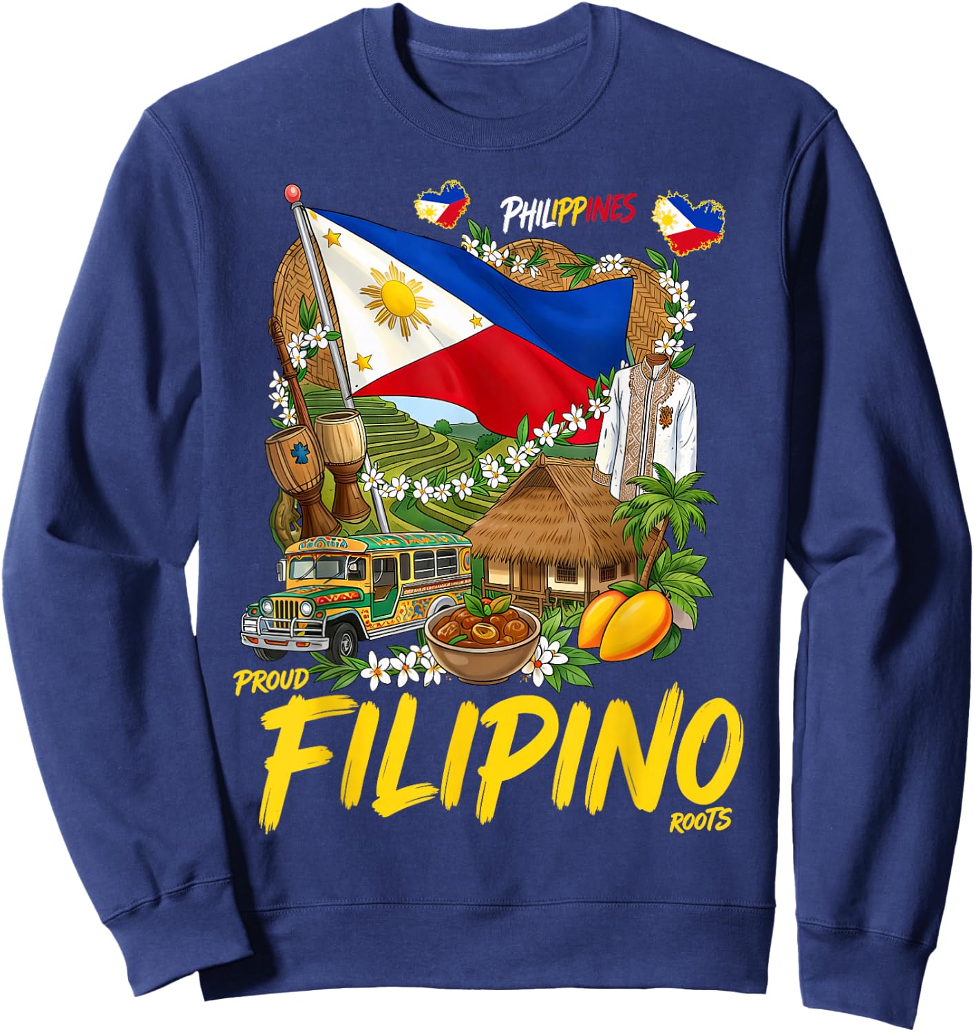 Filipino Roots Idea Filipiniana Philippines Themed Sweatshirt - Sweatshirt | Navy