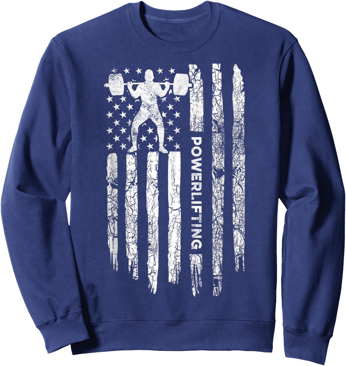 Patriotic Power Lifter Gym Funny American Flag Powerlifting Sweatshirt - Sweatshirt | Navy