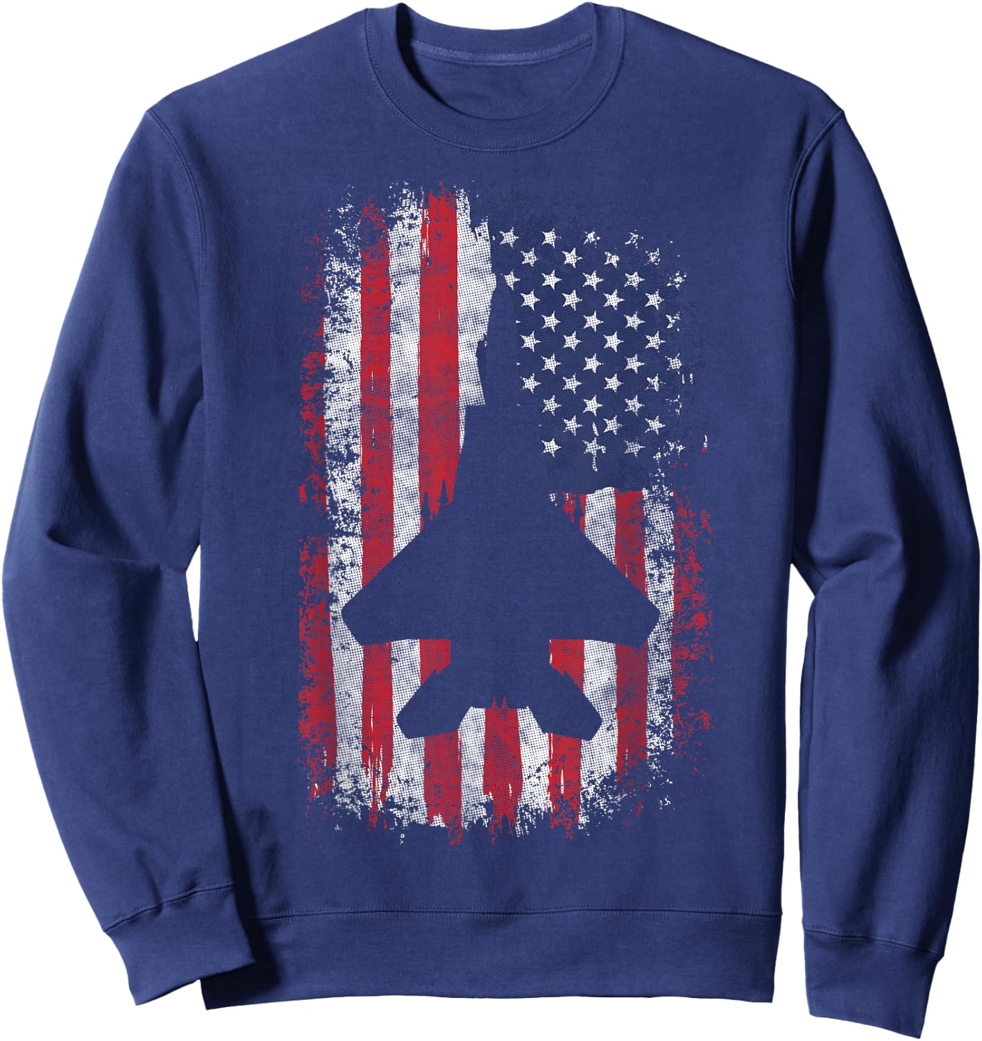 F-22 Raptor Fighter Jet Silhouette USA Flag F-18 Plane Sweatshirt - Sweatshirt | Navy