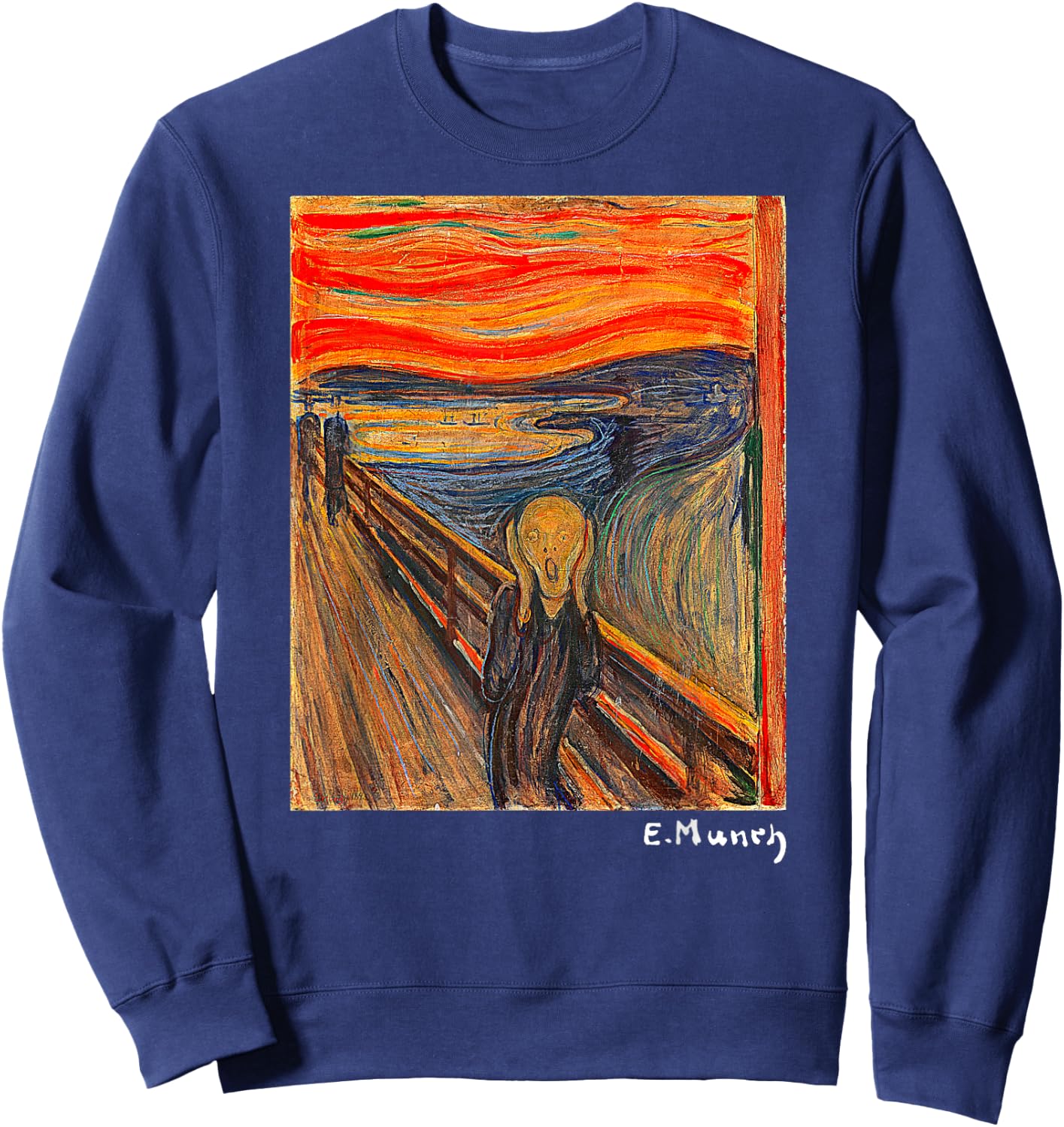 Famous Art The Scream by Munch Artist Painting Sweatshirt - Sweatshirt | Navy