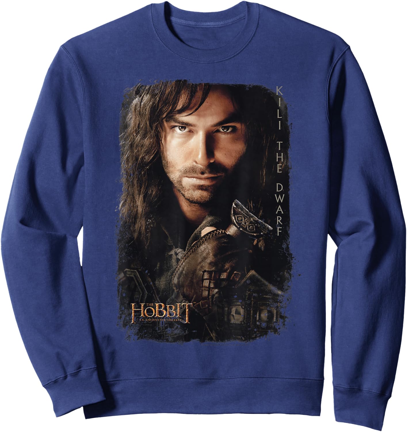 Warner Bros. Hobbit Kili Poster -Adults, Kids Grey Cotton, Polyester Short Sleeve Classic Fit Sweatshirt - Sweatshirt | Navy