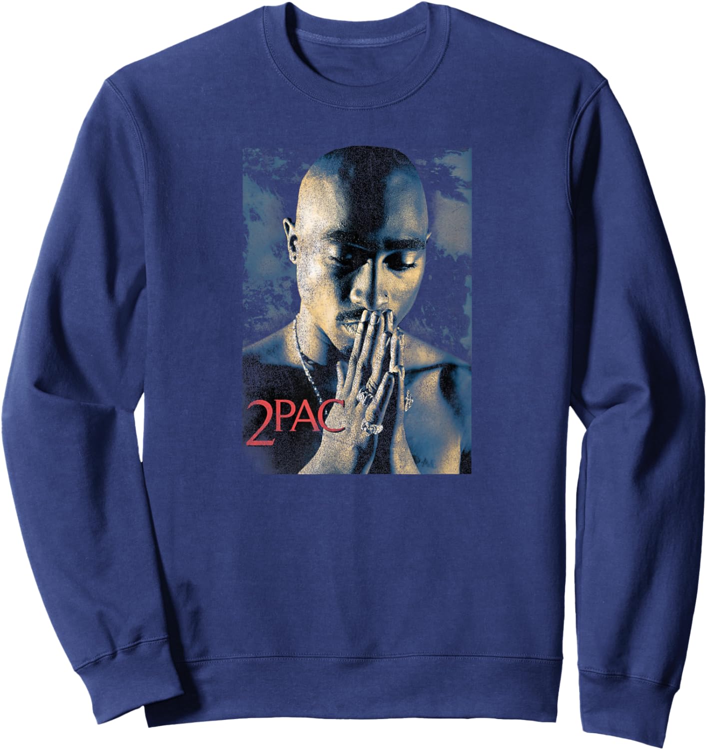 TUPAC SHAKUR Tupac Grunge Praying -Kids Black Short Sleeve Sweatshirt - Sweatshirt | Navy