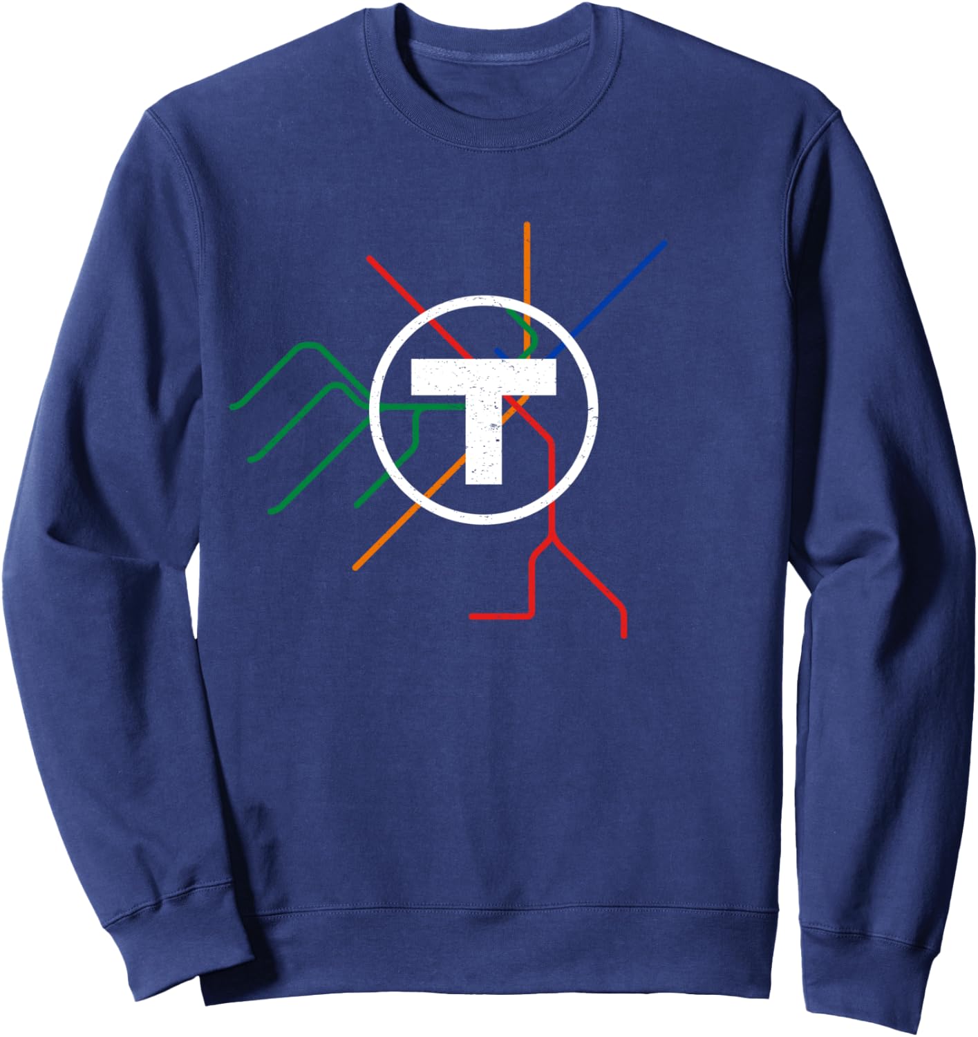 Boston T Subway Map Vintage MBTA Sweatshirt - Sweatshirt | Navy