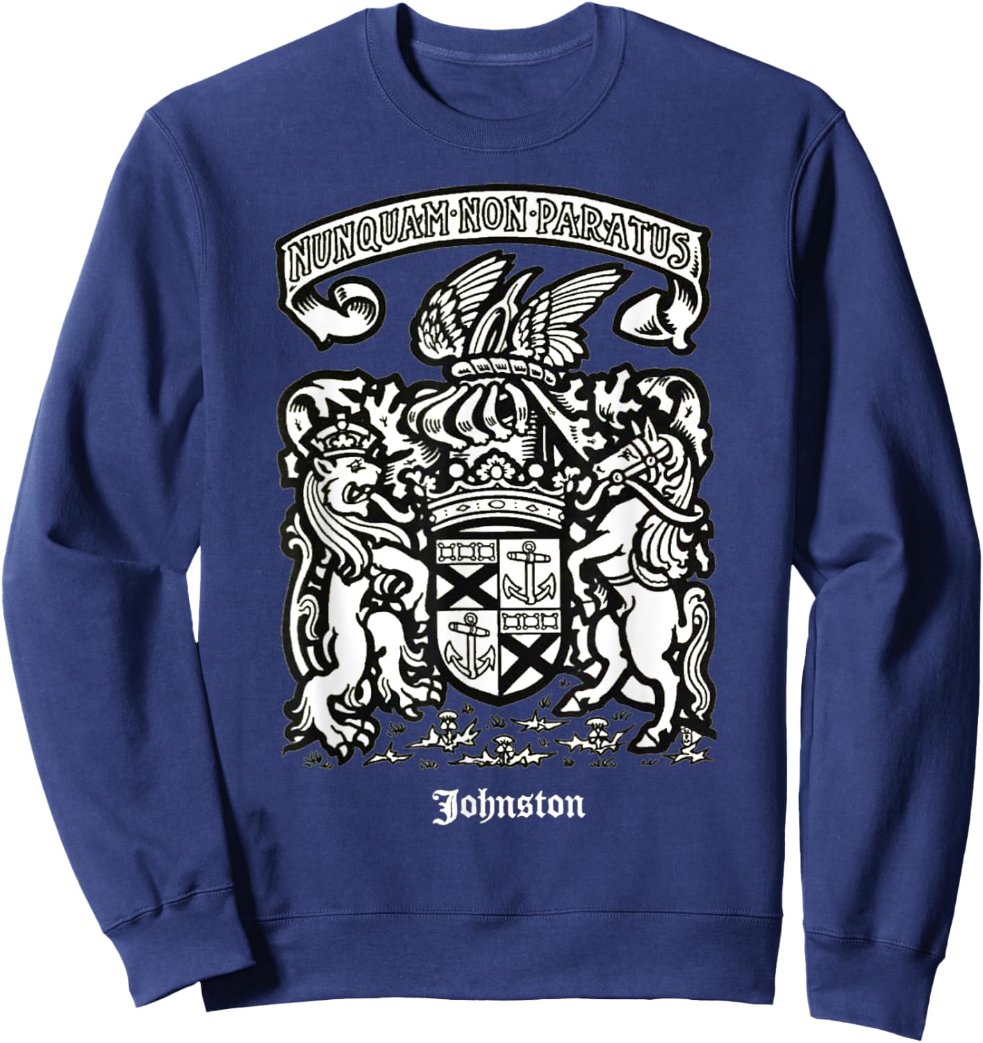 Johnston Vintage Surname Scottish Coat of Arms Sweatshirt - Sweatshirt | Navy