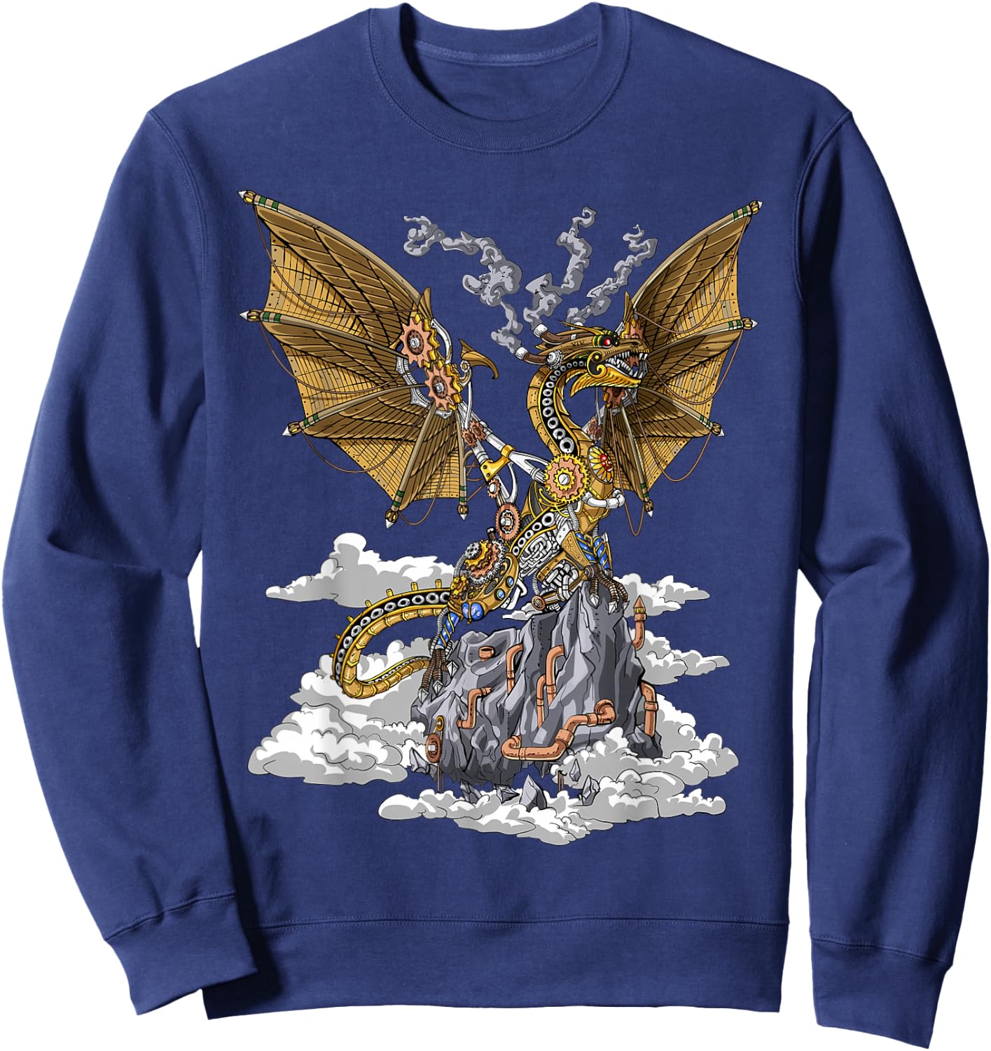 Steampunk Dragon Mechanical Gears Sweatshirt - Sweatshirt | Navy