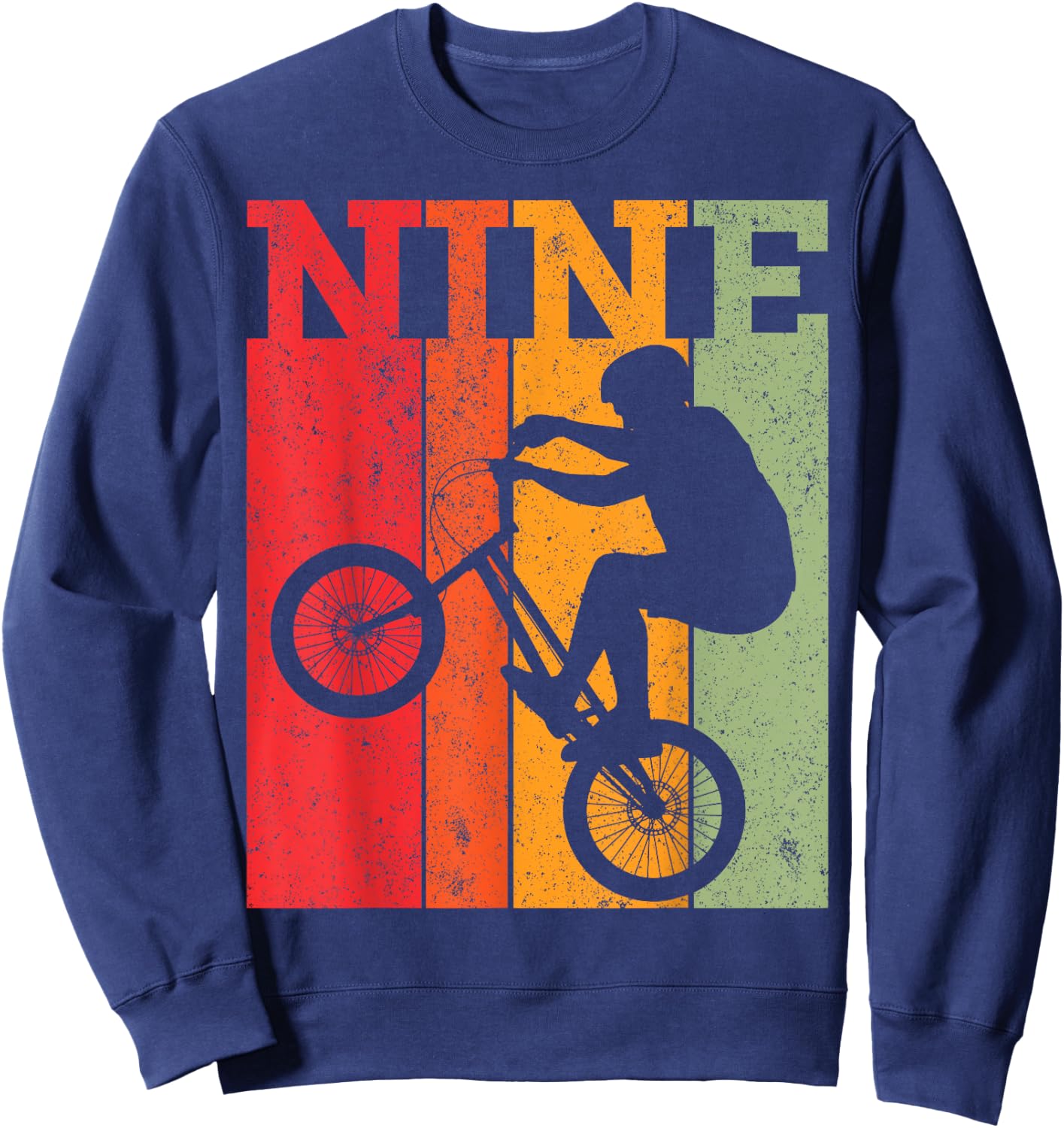 9th Birthday Boys 9 Year Old Nine BMX Bike racing bicycle Sweatshirt - Sweatshirt | Navy