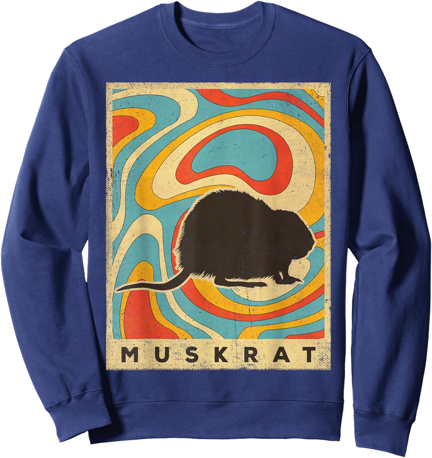 Vintage Muskrat Lover Animal Retro Style Sweatshirt - Sweatshirt | Navy