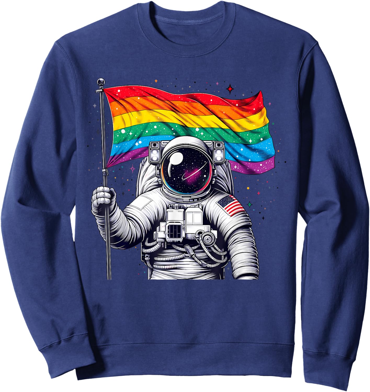 Funny Astronaut Rainbow Flag Space Lgbtq Gay Pride Ally Sweatshirt - Sweatshirt | Navy