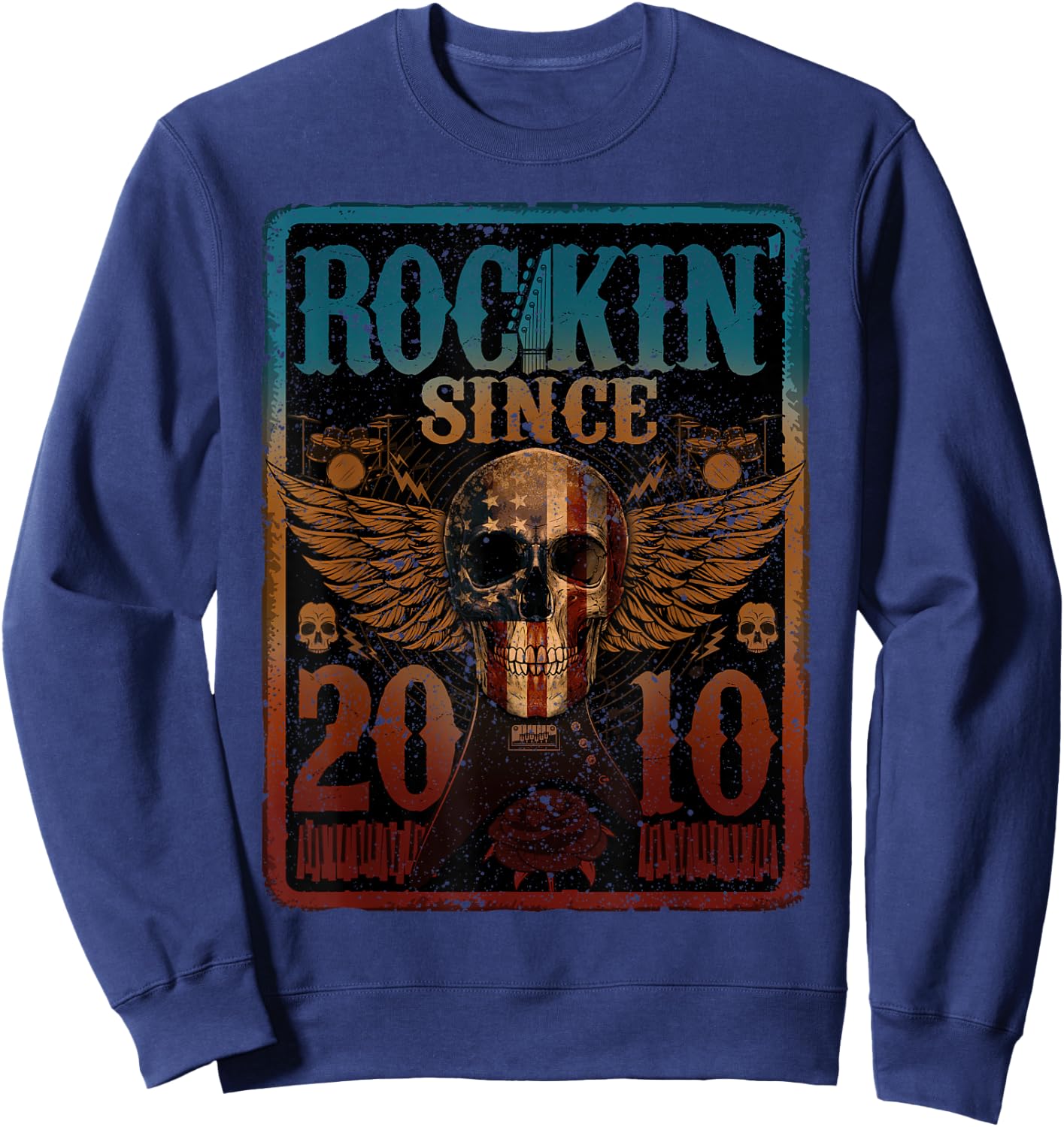 Rockin Since 2010 Shirt 14 Years Old 14th Birthday Classic Sweatshirt - Sweatshirt | Navy