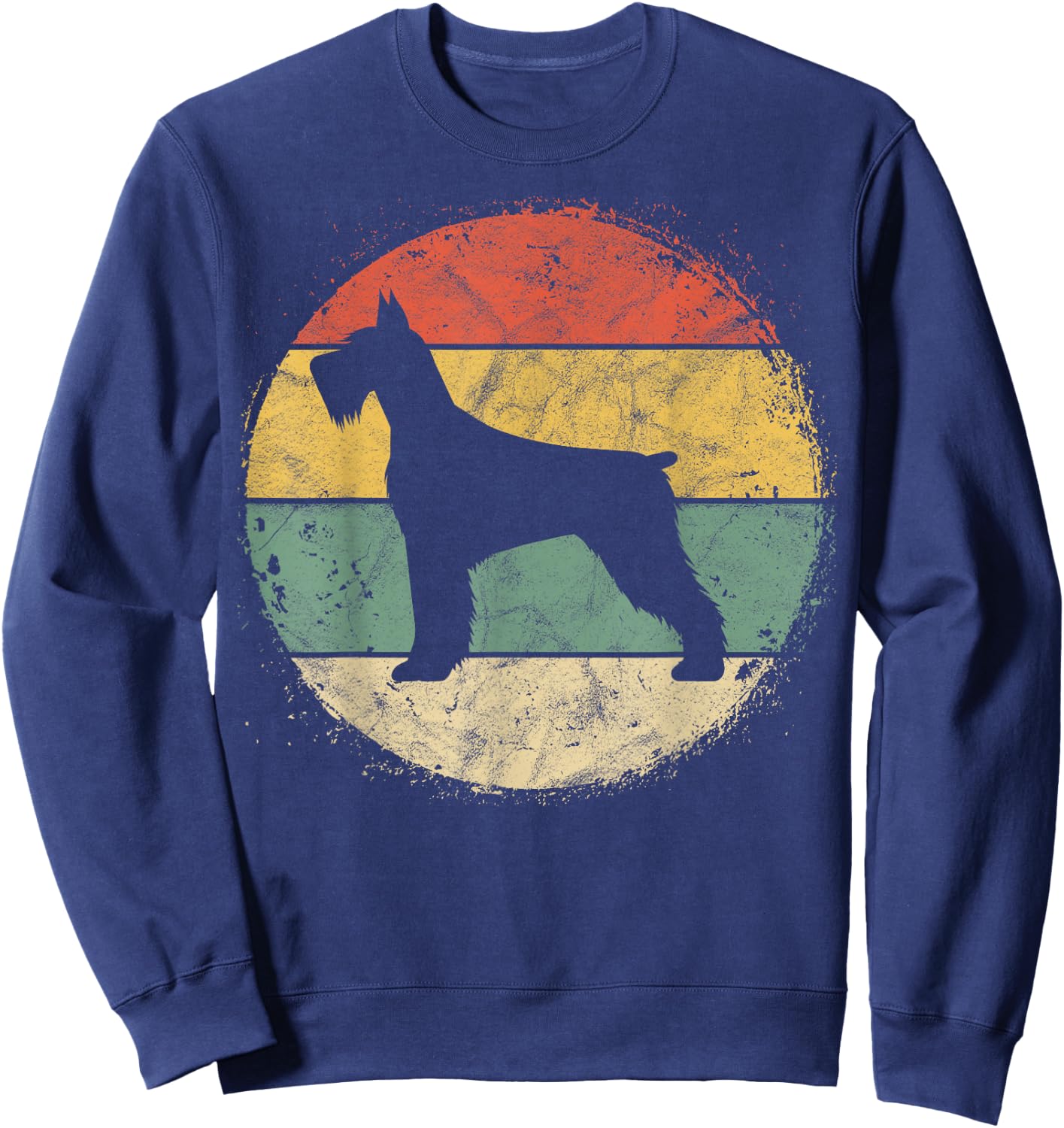 Circular Retro Schnauzer Owner Gift Standard Giant Dog Mom Sweatshirt - Sweatshirt | Navy