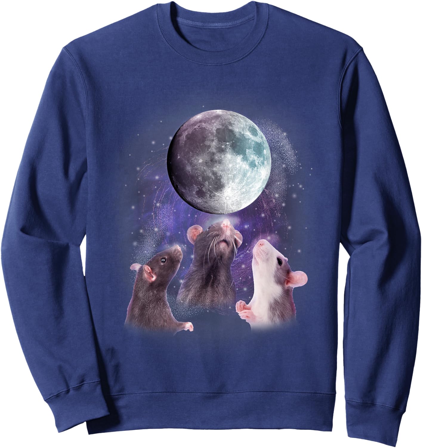 Rats Howling at the Moon Shirt - Funny Rat Sweatshirt - Sweatshirt | Navy