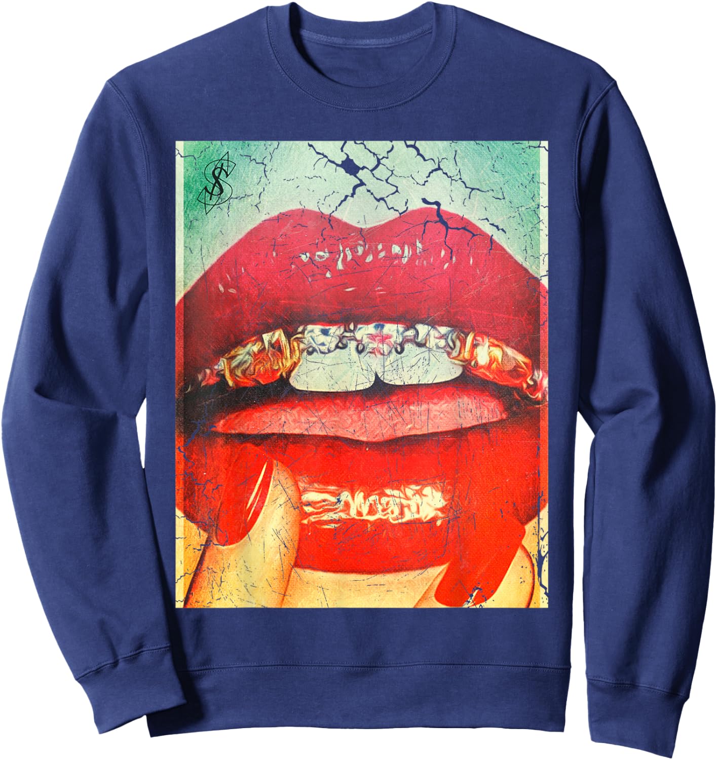 Diamonds in the Mouth Red Lips and Grills Sweatshirt - Sweatshirt | Navy