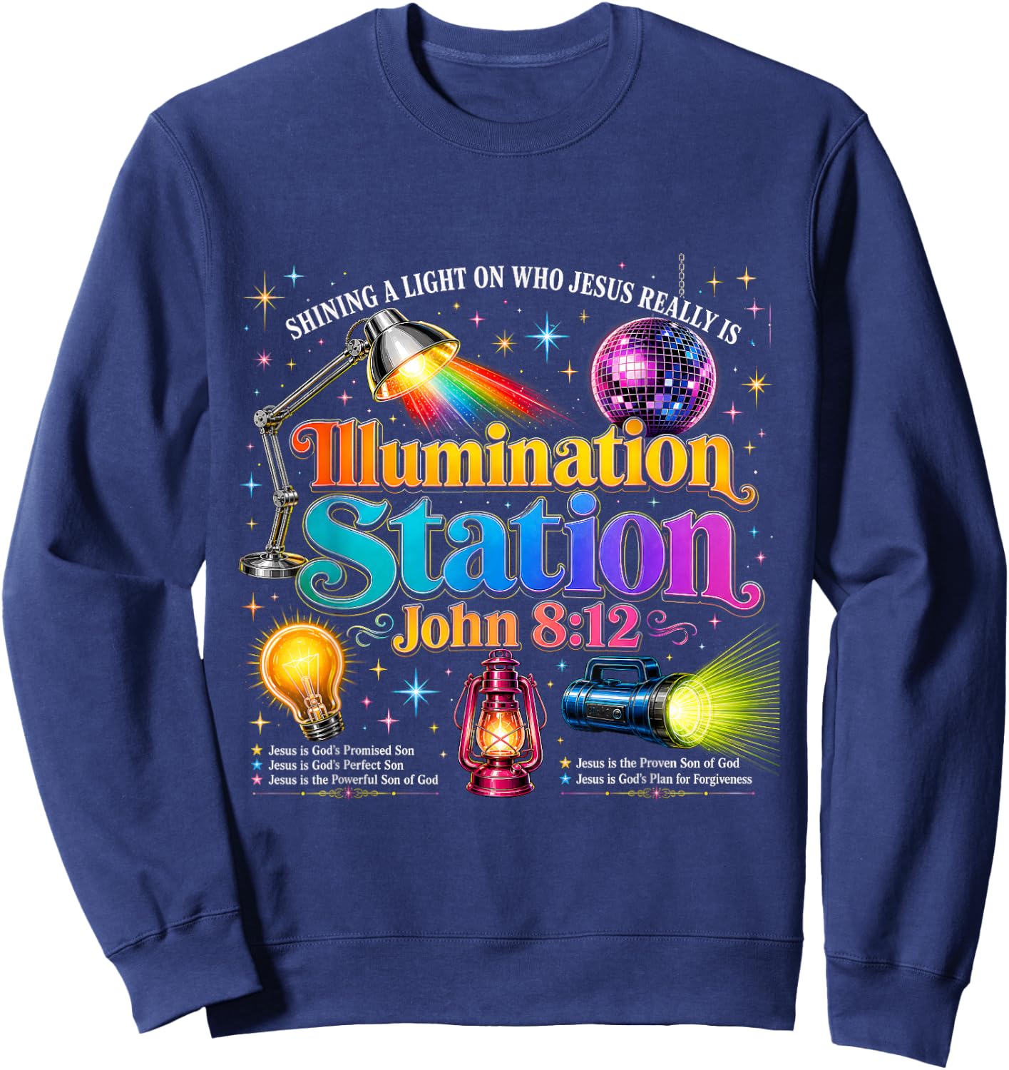 Illumination Station John 8 12 VBS Christian Gift Sweatshirt - Sweatshirt | Navy
