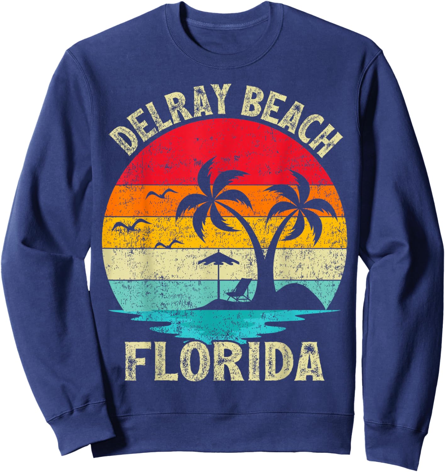 Family Vacation Vintage Retro Florida Delray Beach Sweatshirt - Sweatshirt | Navy