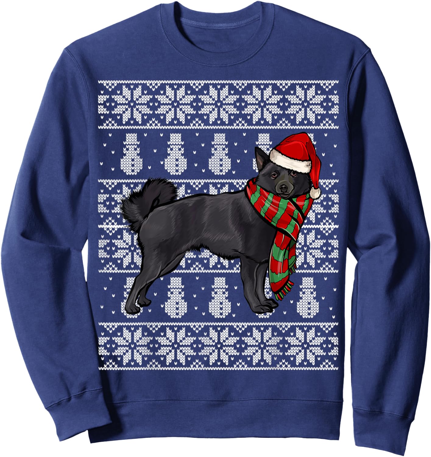 Santa Hat Xmas Schipperke Ugly Christmas Sweatshirt - Sweatshirt | Navy
