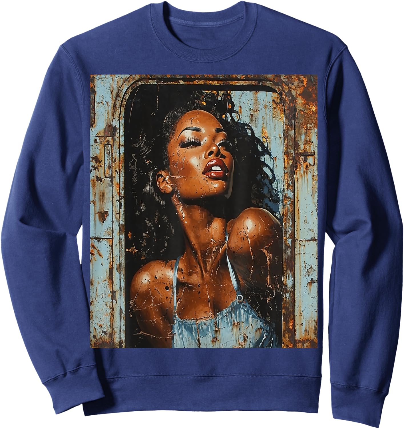 Beautiful Vintage Black Girl Woman Retro Pin Up Model Art Sweatshirt - Sweatshirt | Navy
