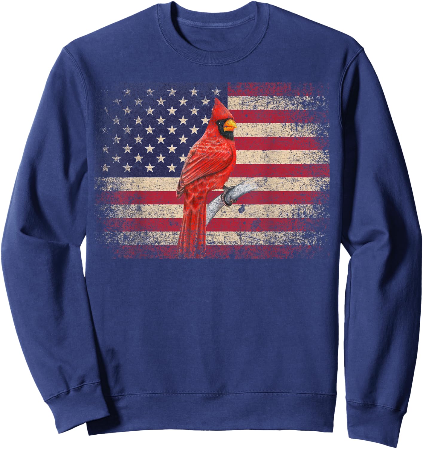 Cardinal Bird 4th of July Gift American Flag USA - America Women Kids Men Sweatshirt - Sweatshirt | Navy