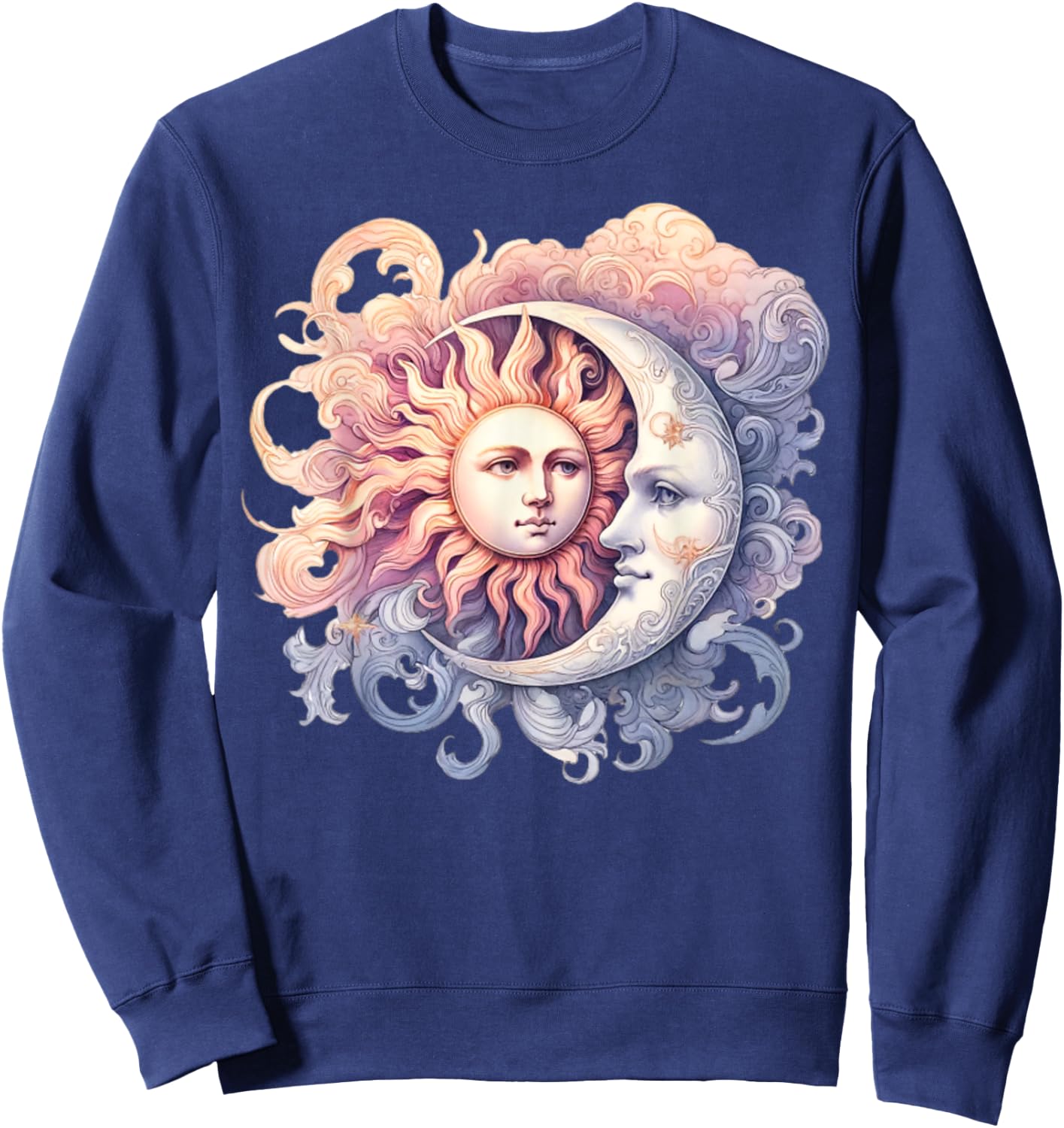 Mystic Sun and Moon Celestial Yin Yang Mystical Aesthetic Sweatshirt - Sweatshirt | Navy