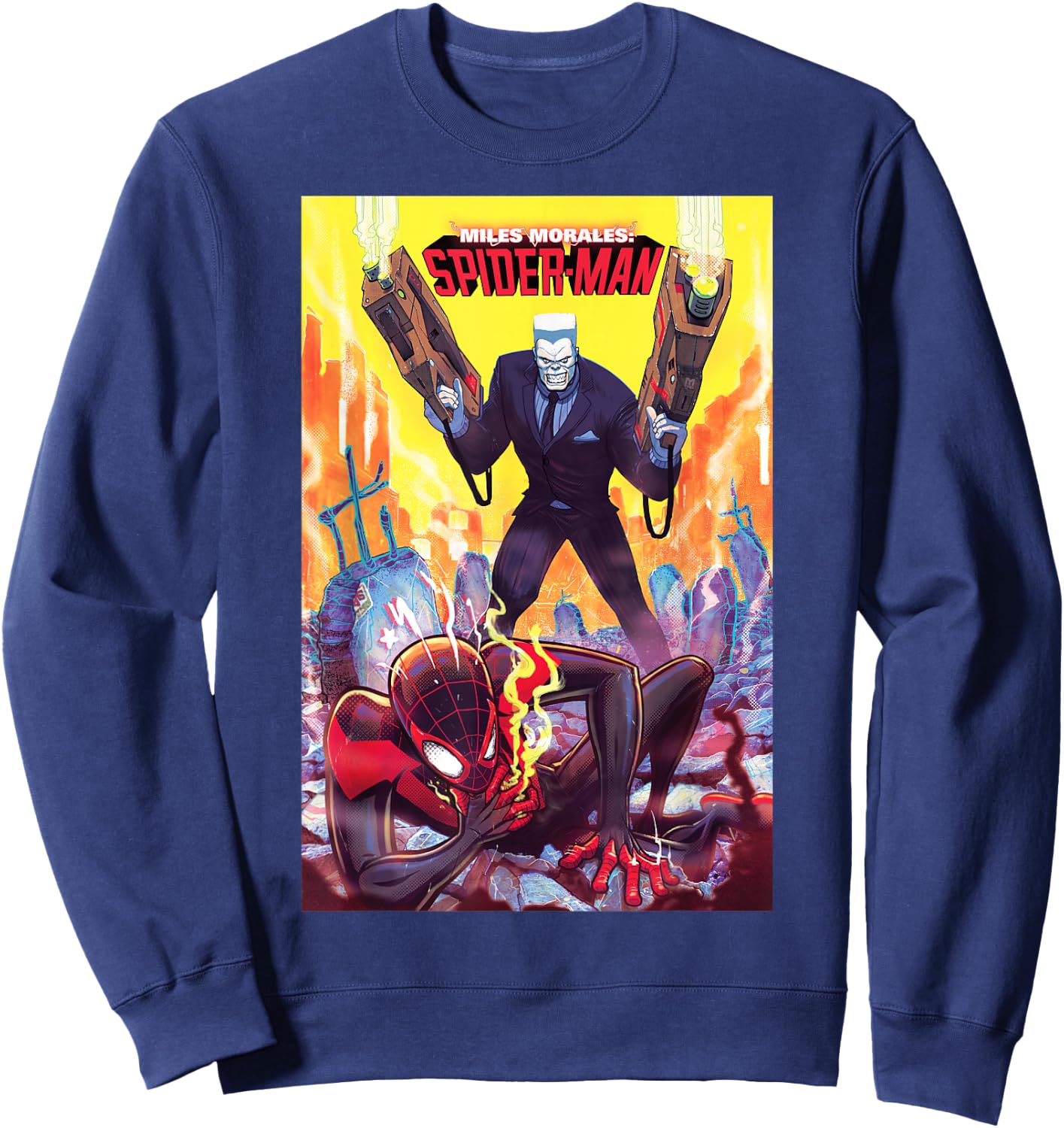 Marvel Spider-Man Miles Morales & Tombstone Comic Book Cover Sweatshirt - Sweatshirt | Navy