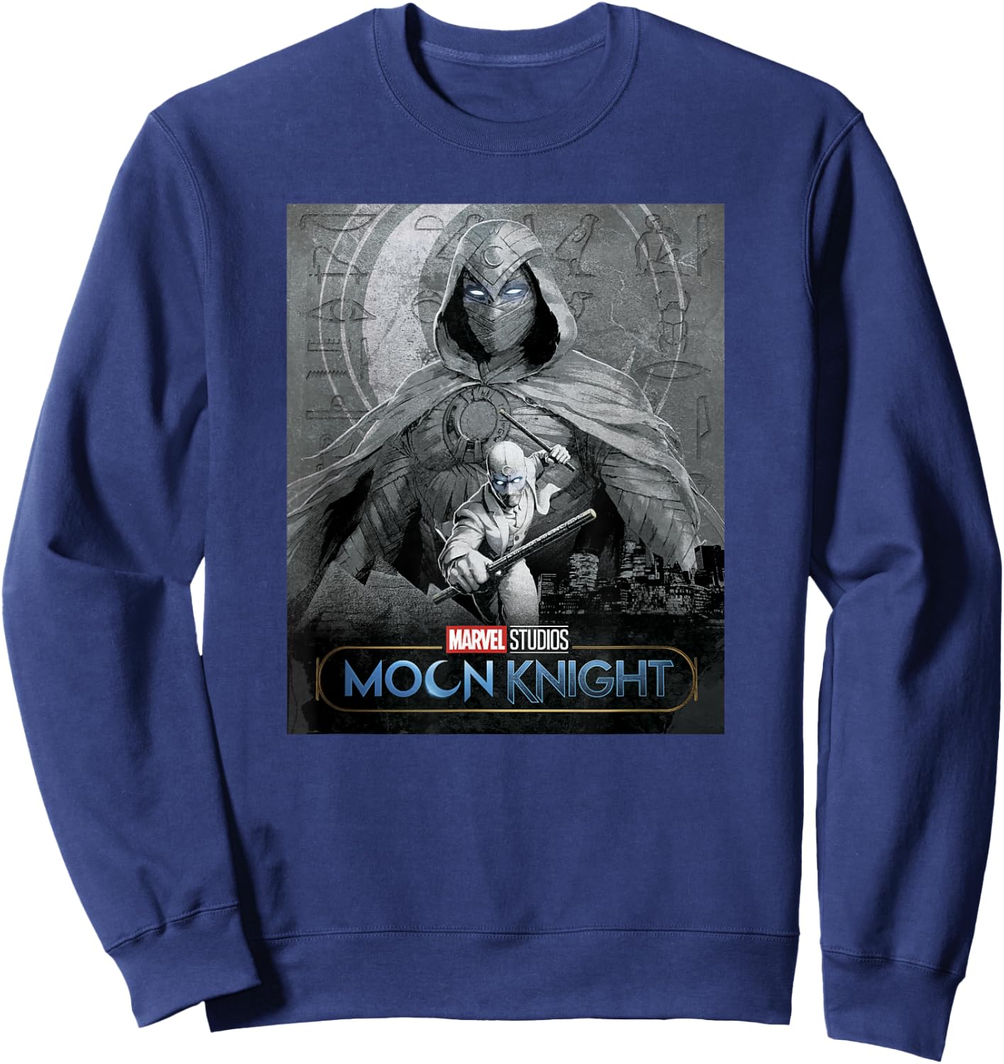 Marvel Moon Knight Glowing Eyes Logo Poster Sweatshirt - Sweatshirt | Navy