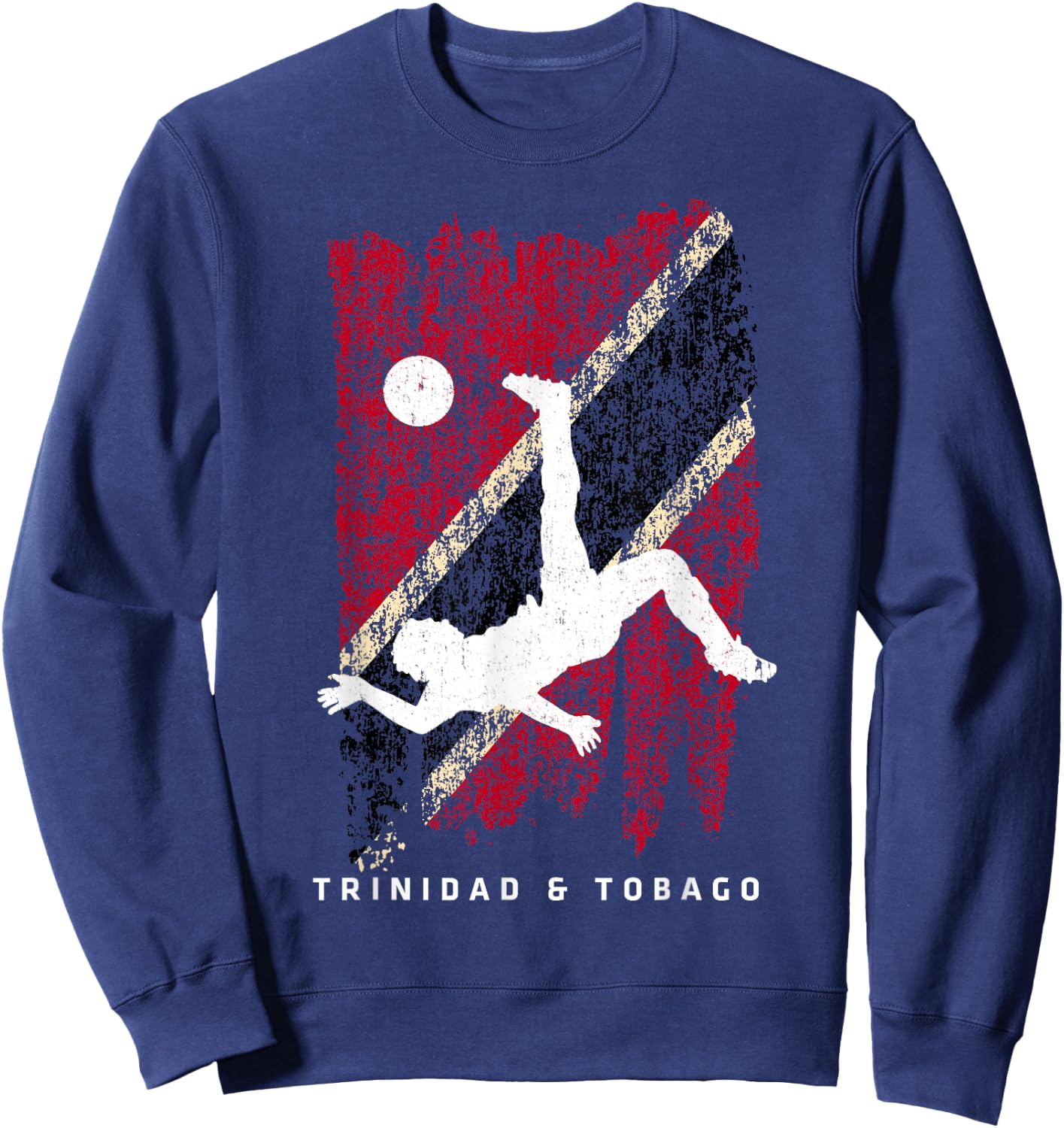 Trinidad & Tobago Flag Soccer Player Silhouette Sweatshirt - Sweatshirt | Navy
