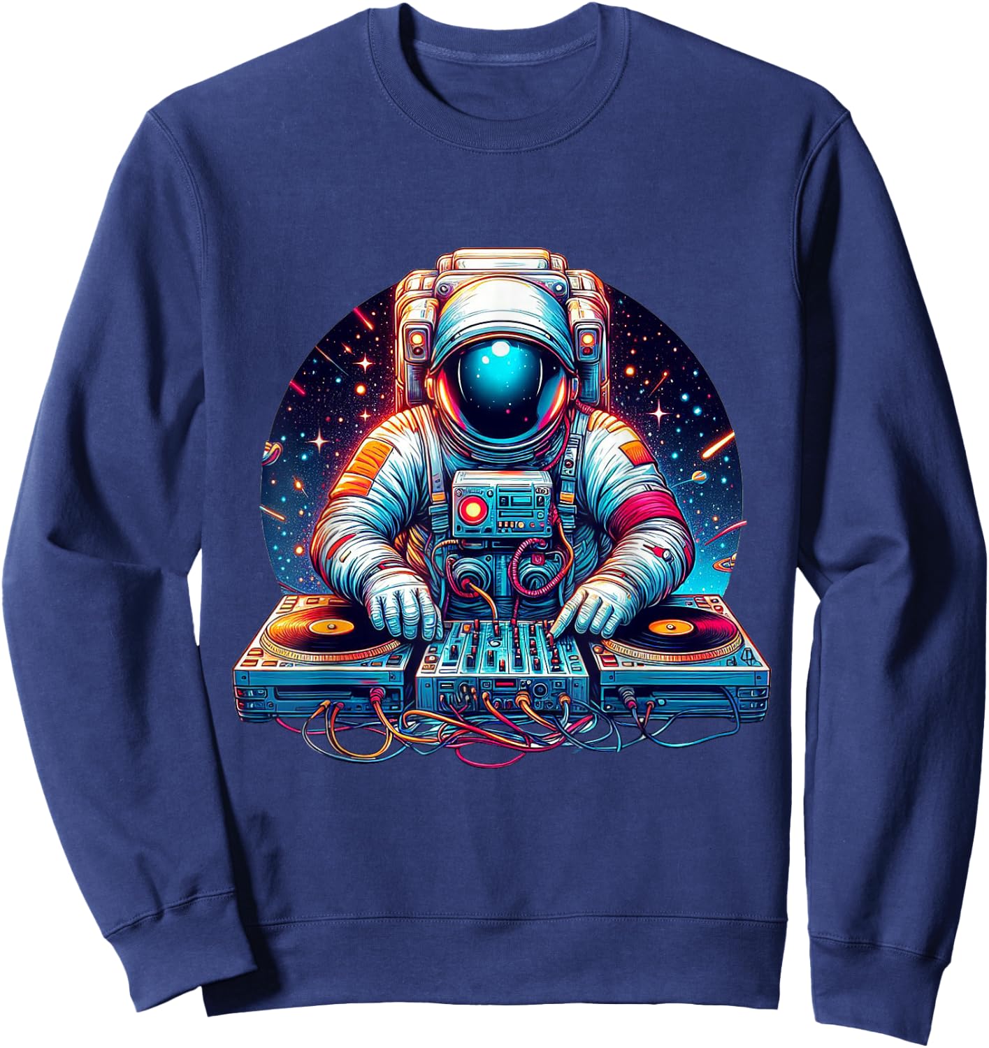 Outer Space Astronaut DJ Shirt Galaxy Techno EDM House Music Sweatshirt - Sweatshirt | Navy