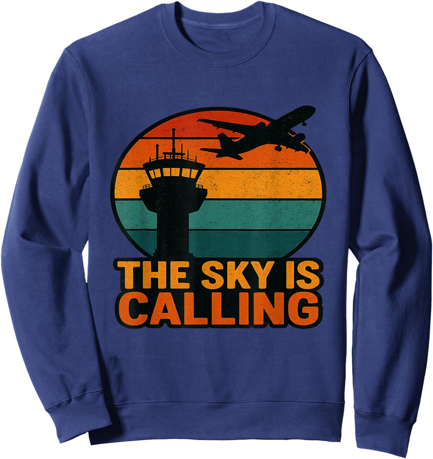 The Sky is Calling Airplane Aviation Pilot Plane Sweatshirt - Sweatshirt | Navy